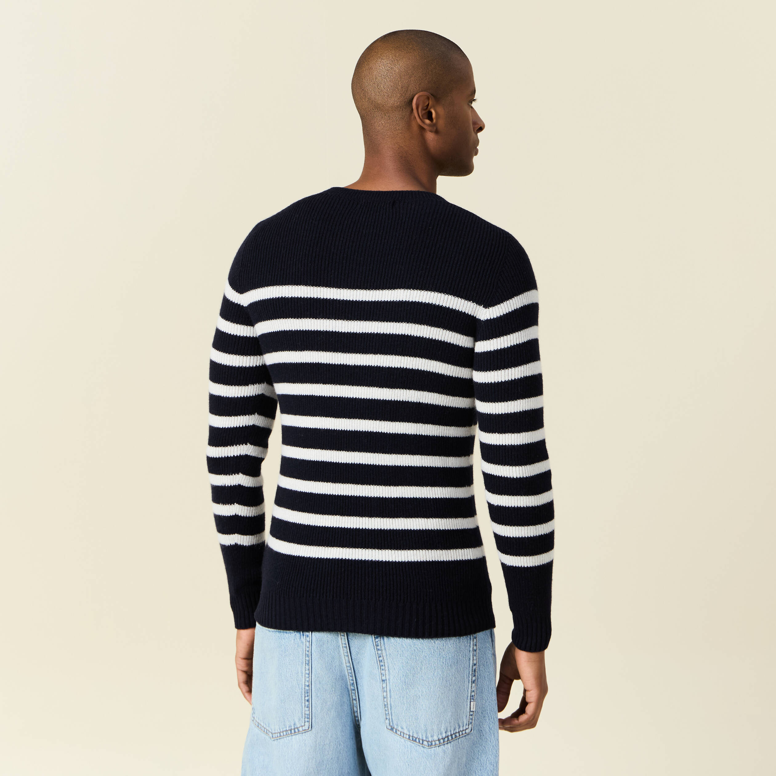 Pull manches longues fabriqu&eacute; en France bleu marine homme