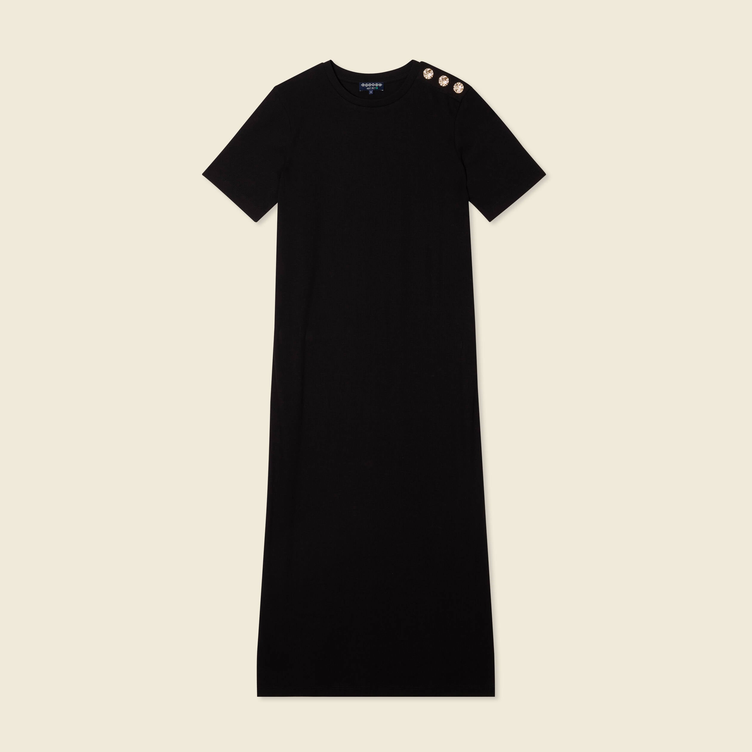 Robe longue droite noir femme