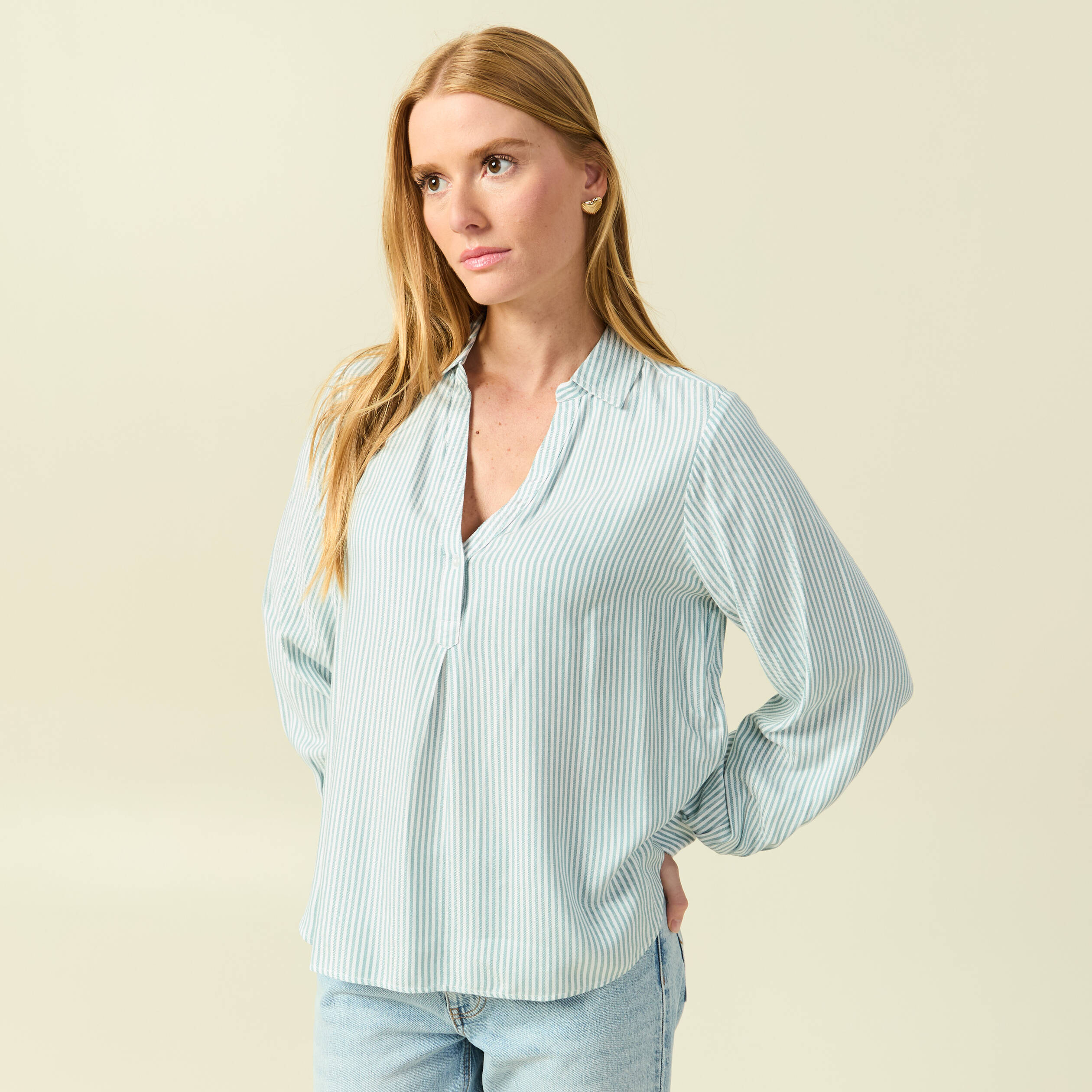 Blouse manches longues gris femme
