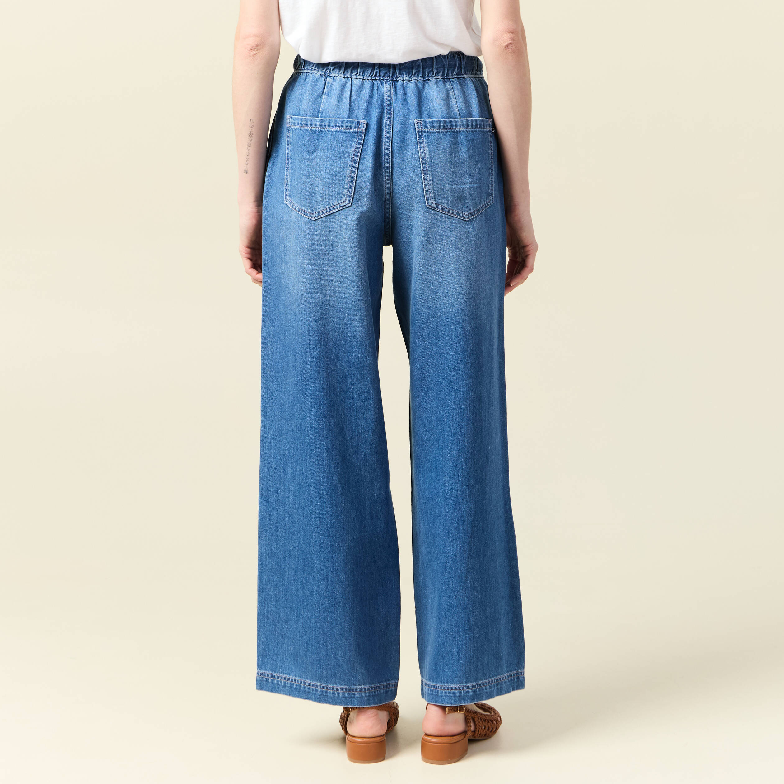 jeans jogging elastique denim used femme Jeans jogging élastiqué denim used femme