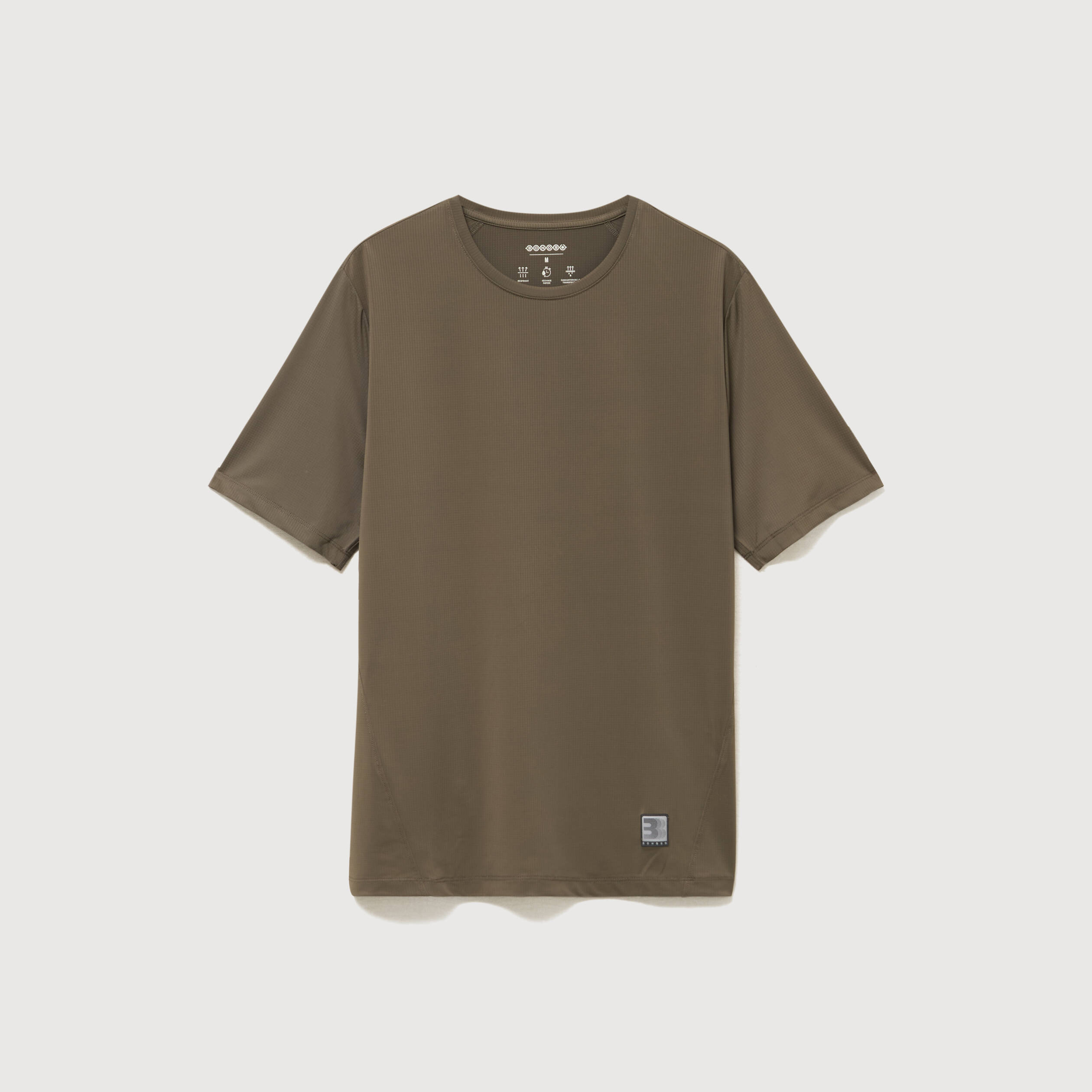 T-shirt col rond manches courtes taupe homme