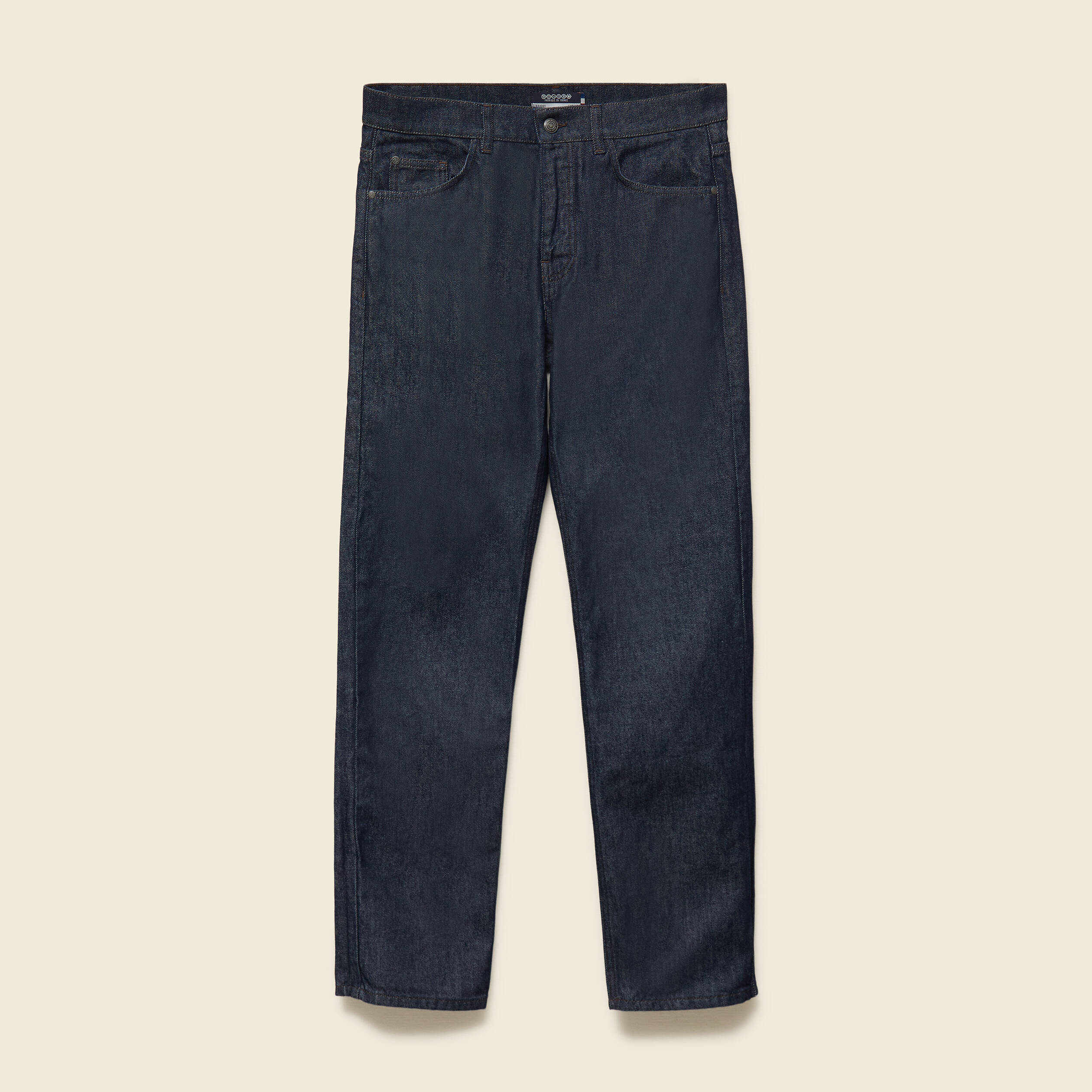 Jeans straight longueur 32 en coton denim brut rinse homme