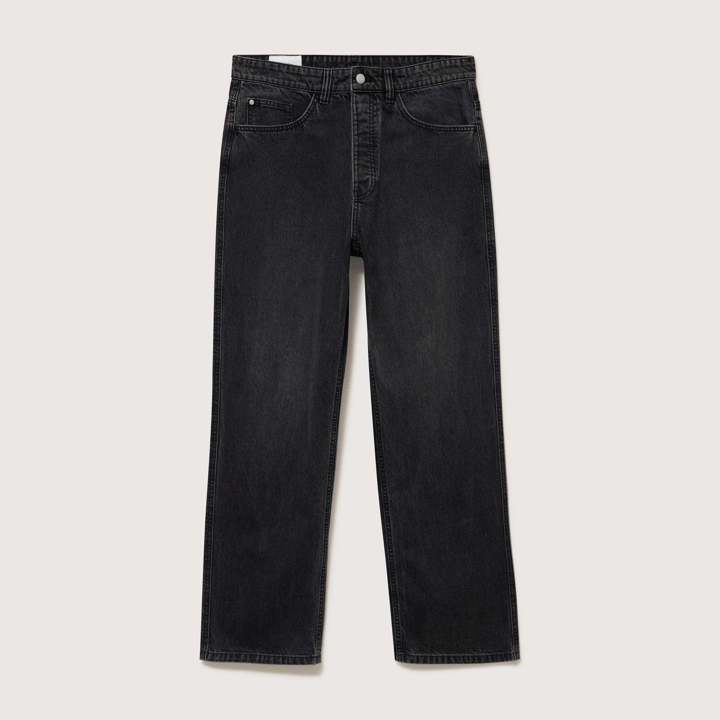 Jeans loose longueur 34 en coton denim snow noir homme