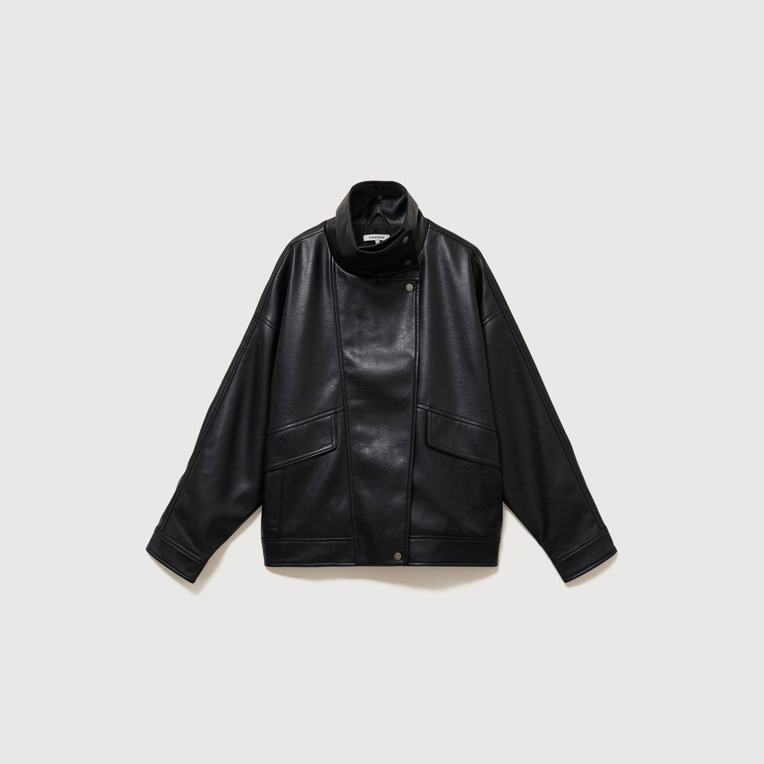 Blouson manches longues similicuir noir femme