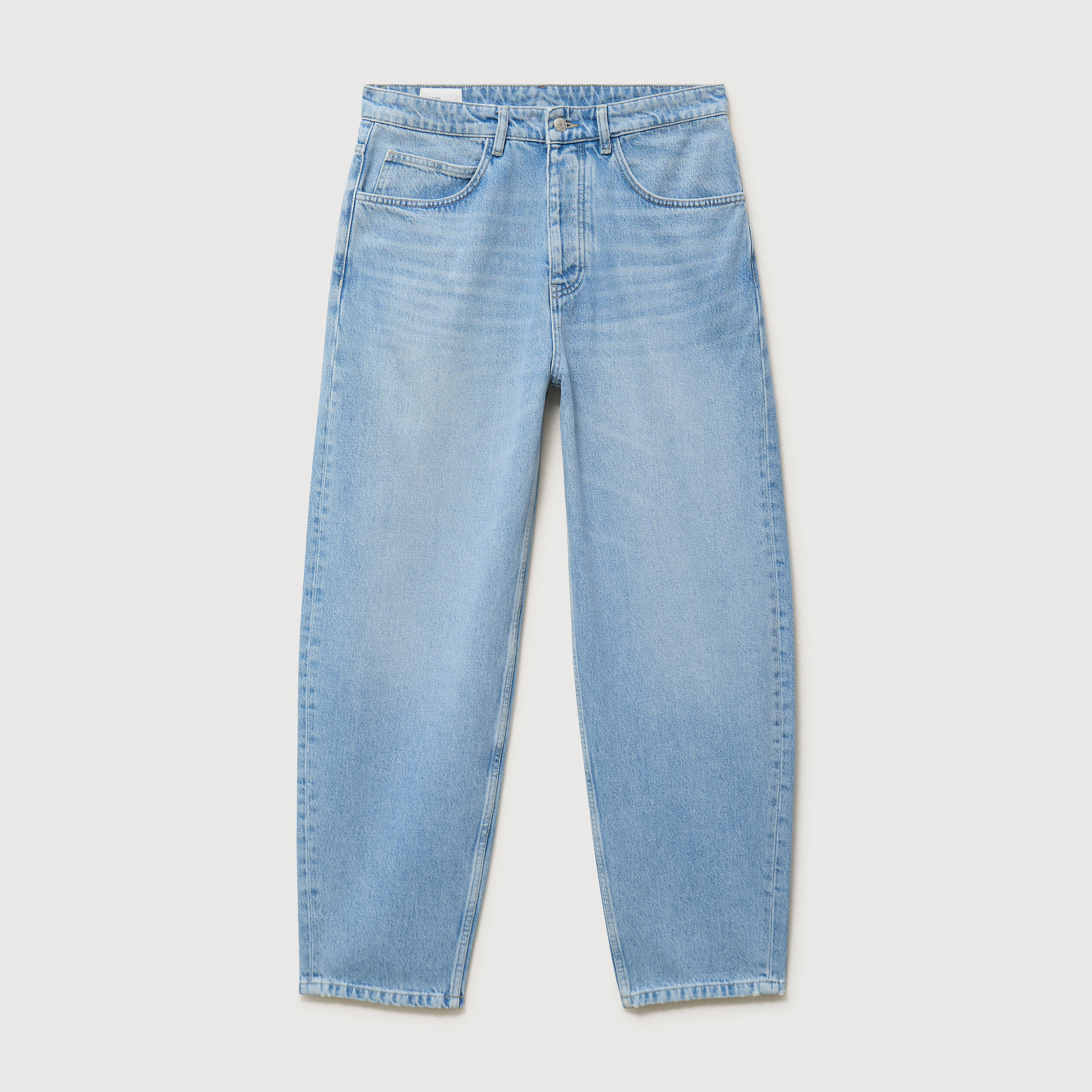 Jeans large longueur 32 en coton denim bleach homme