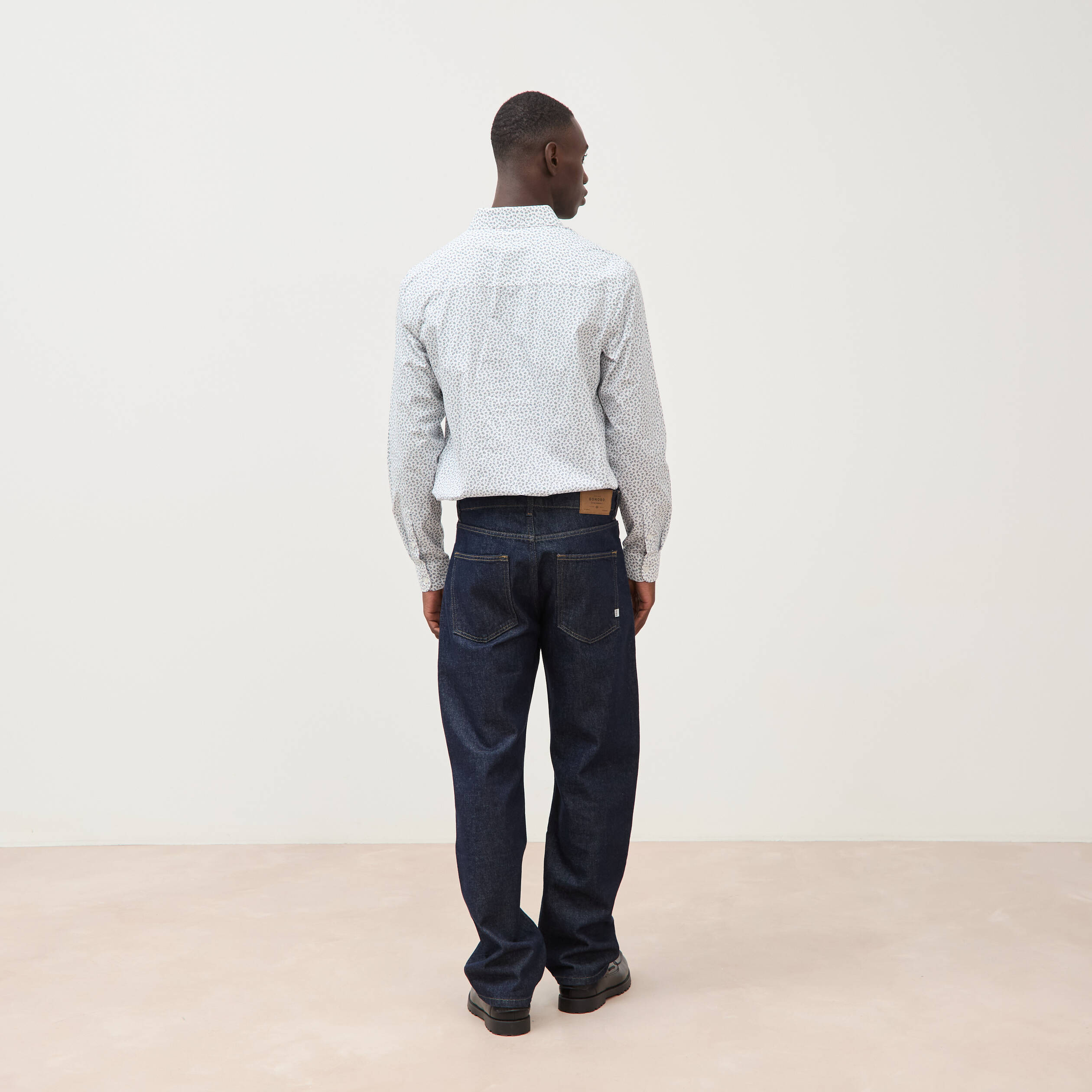 Chemise en coton manches longues blanc homme