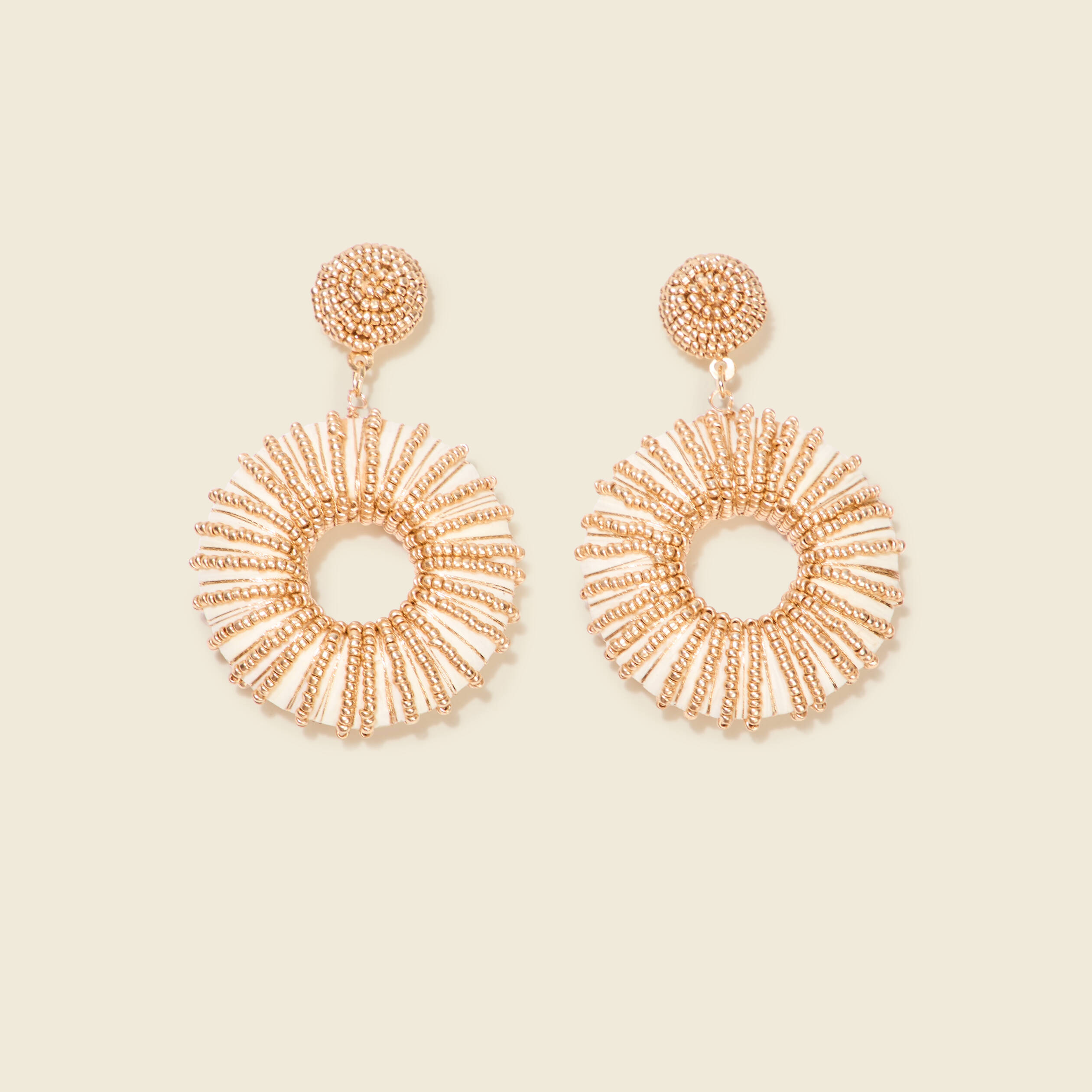 Boucles d'oreilles pendantes ecru femme
