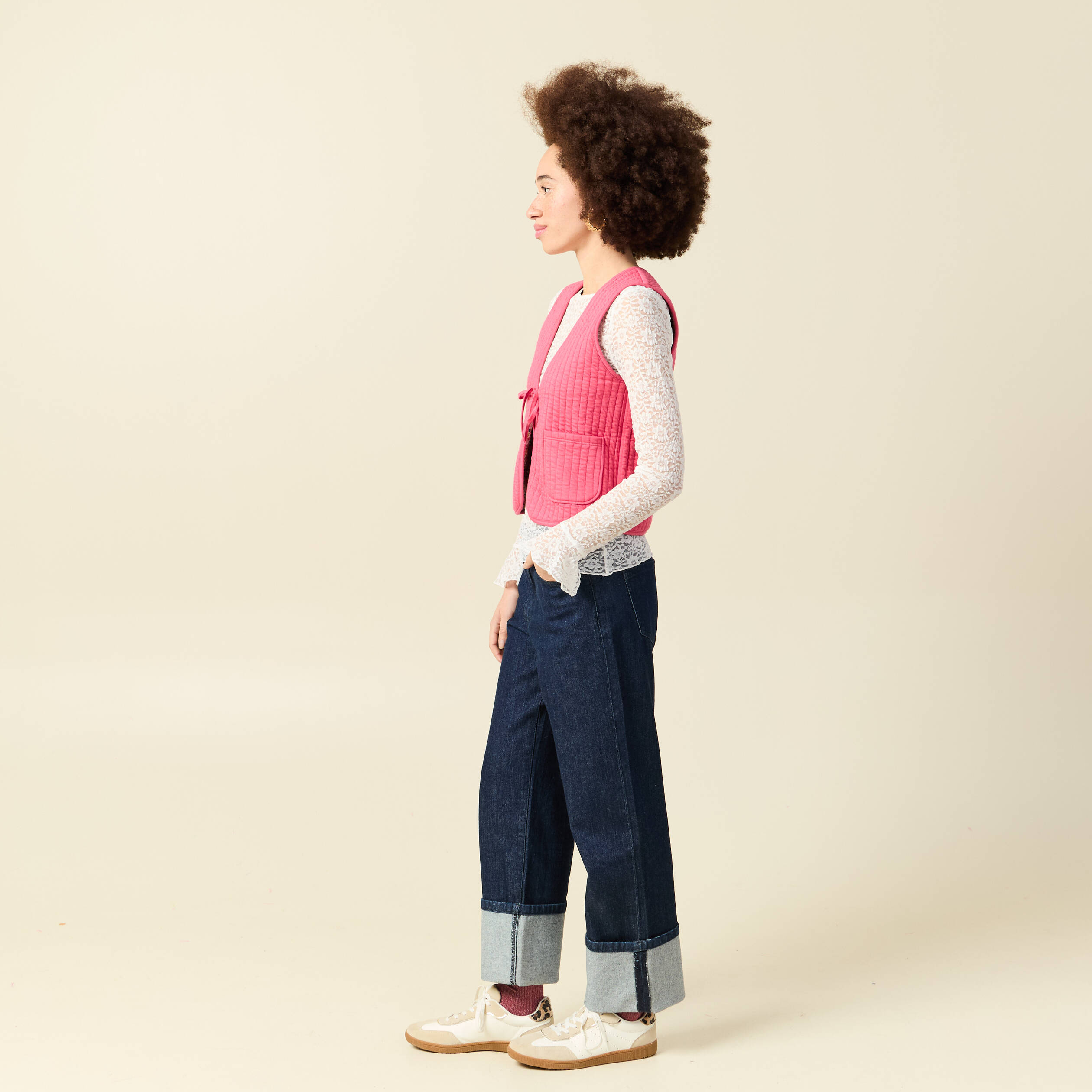 Gilet r&eacute;versible droit sans manches multicolore femme
