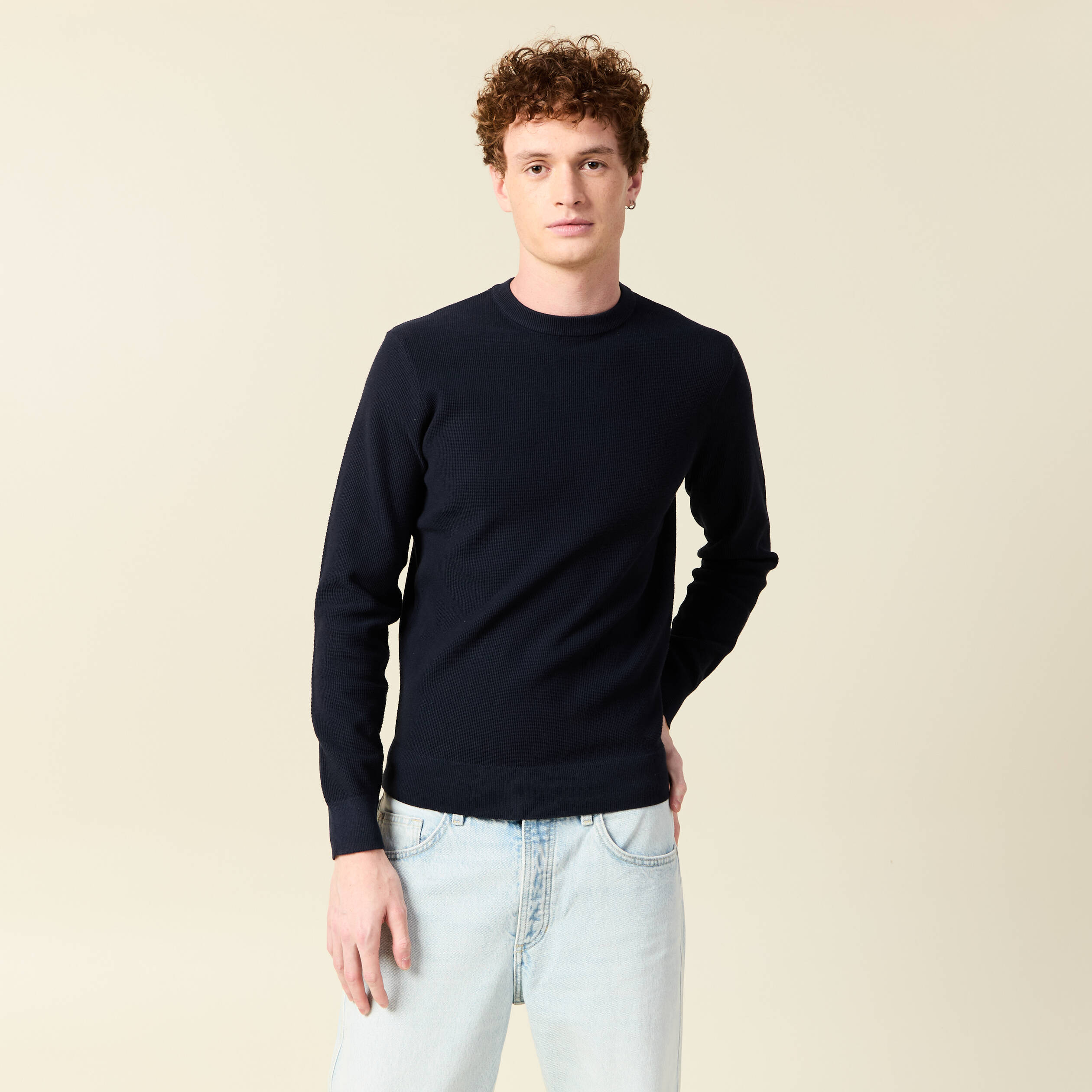 pull eco responsable bleu marine homme Pull éco-responsable bleu marine homme