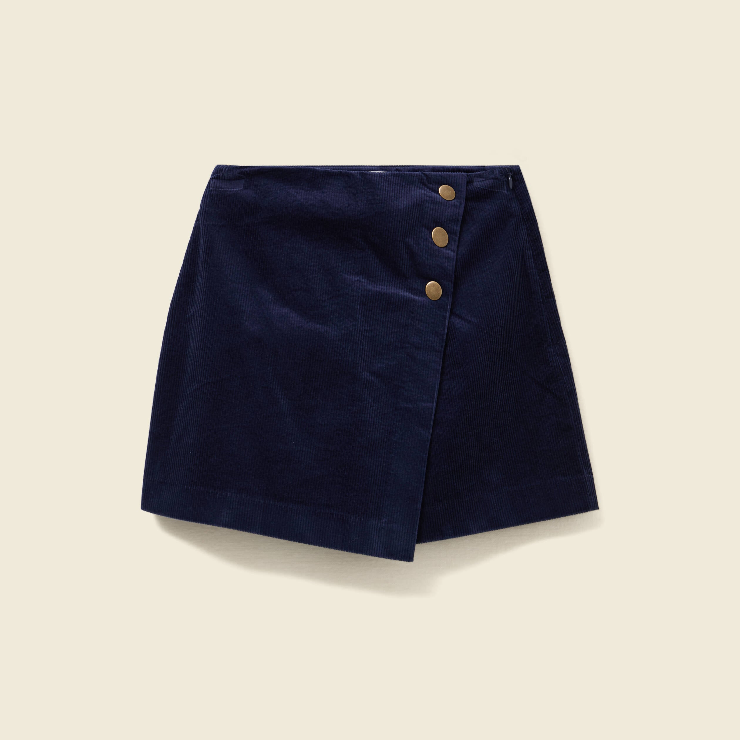 Jupe-short taille haute en velours bleu marine femme