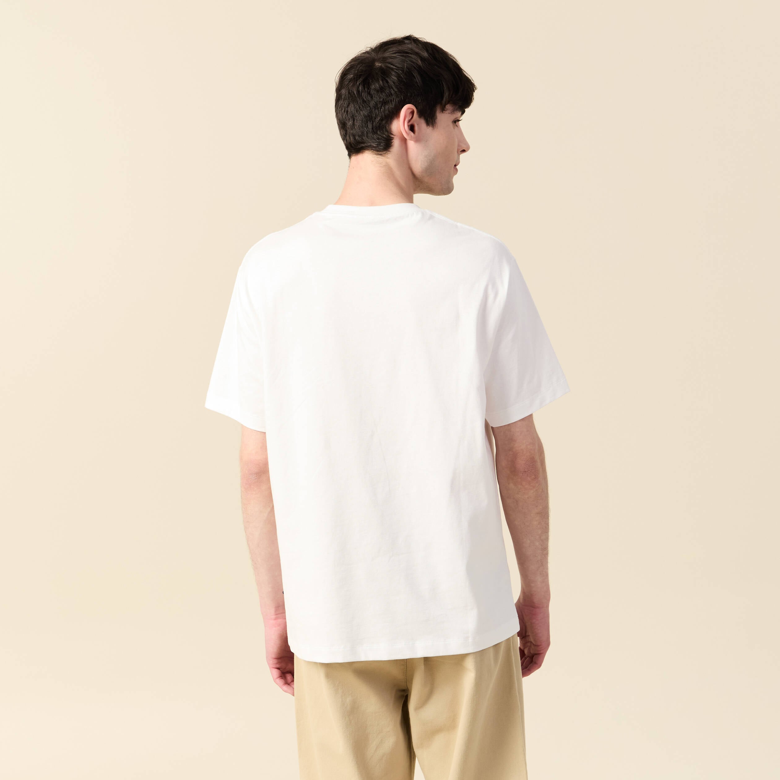 T-shirt manches courtes brod&eacute; ecru homme