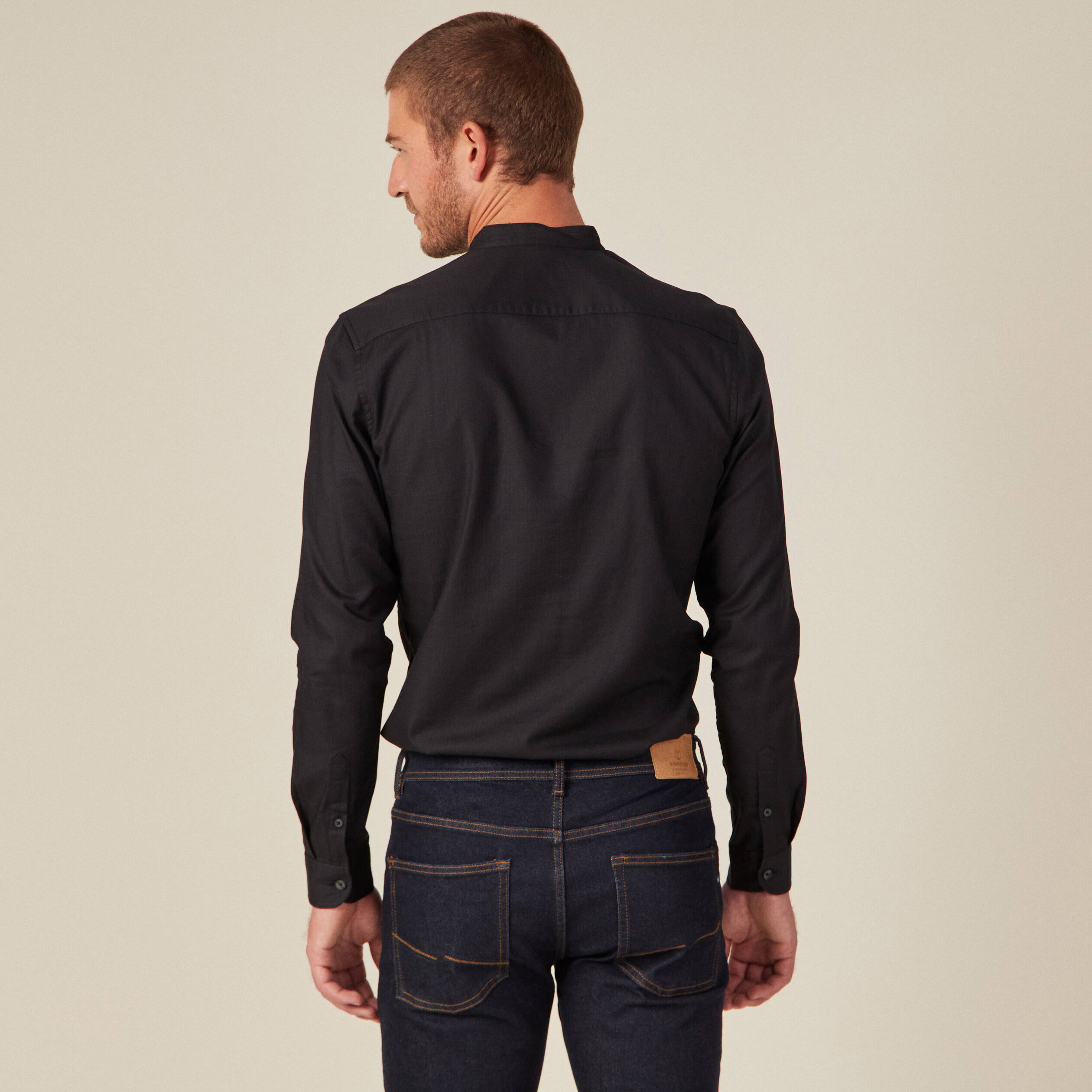 Chemise manches longues noir homme