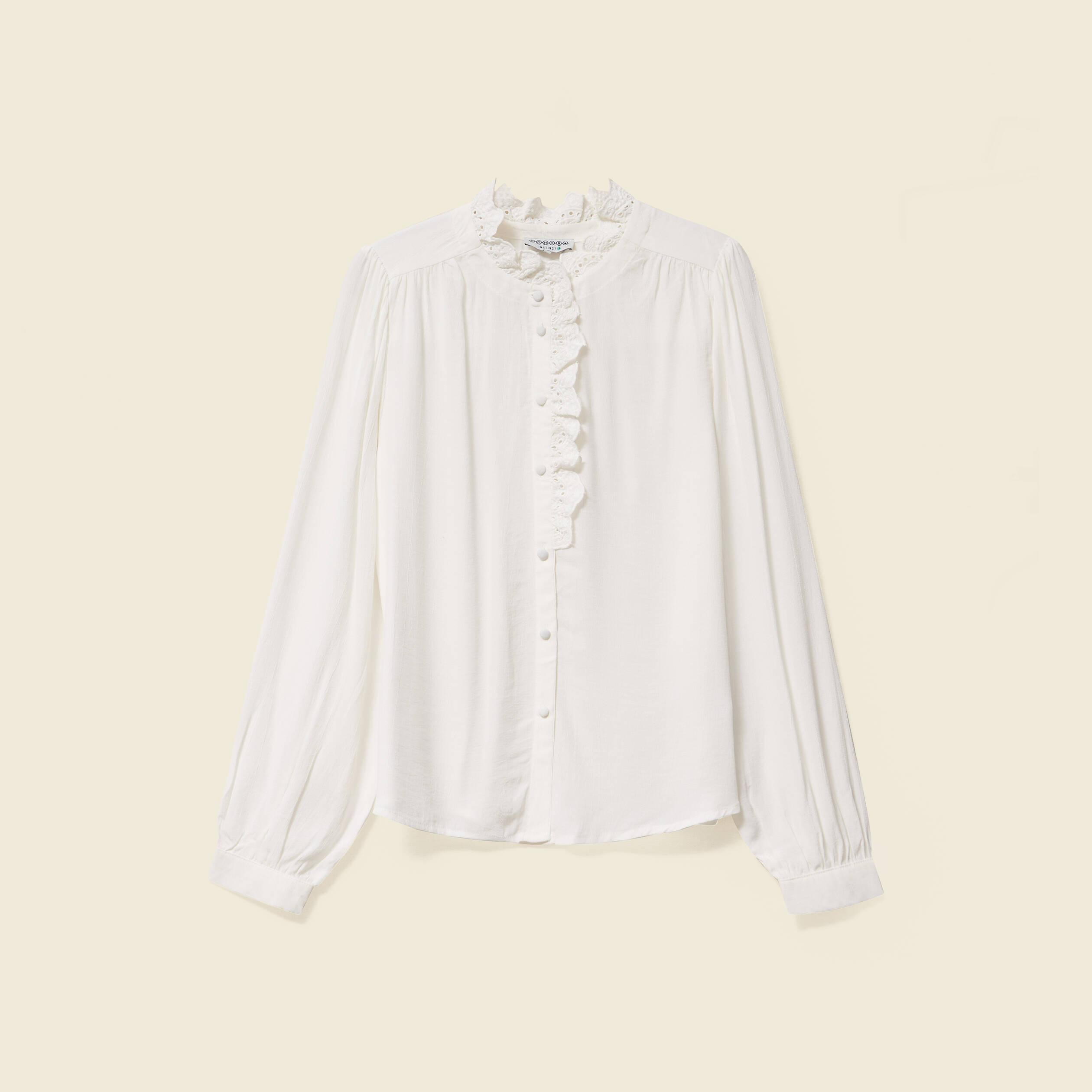 Chemise manches longues fluide ecru femme