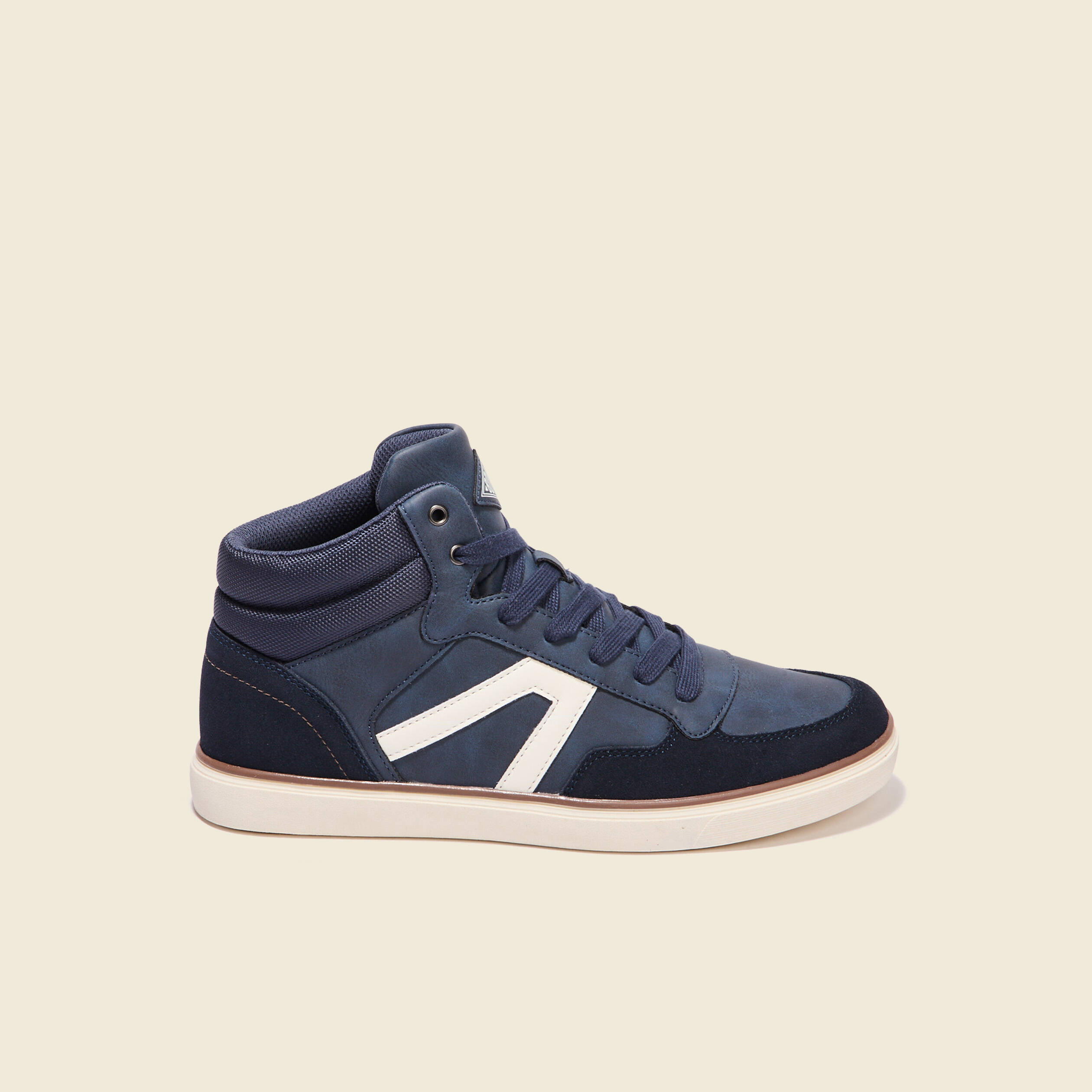 Baskets montantes &agrave; lacets bleu marine homme