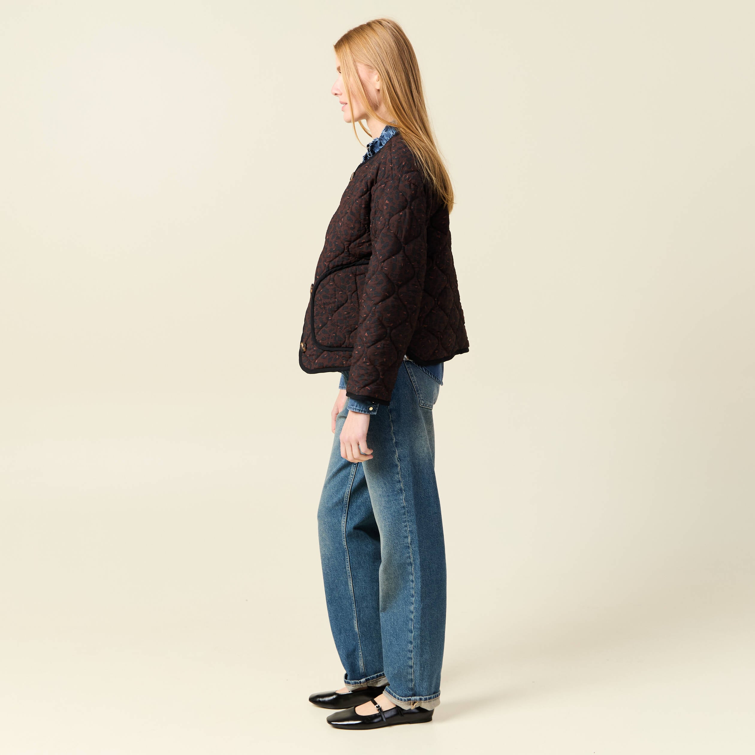 Blouson matelass&eacute; camel femme
