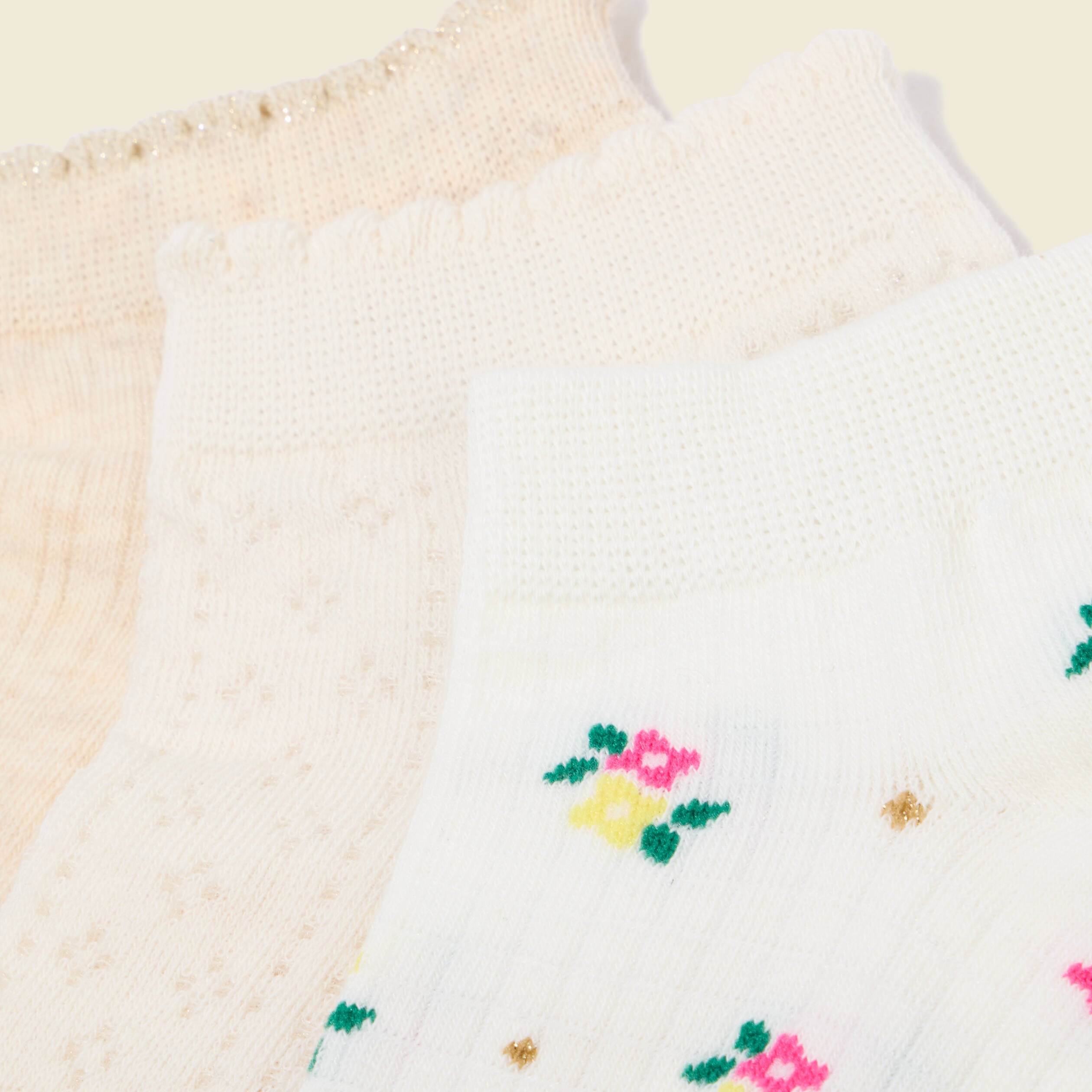 Lot de 3 paires de chaussettes creme femme