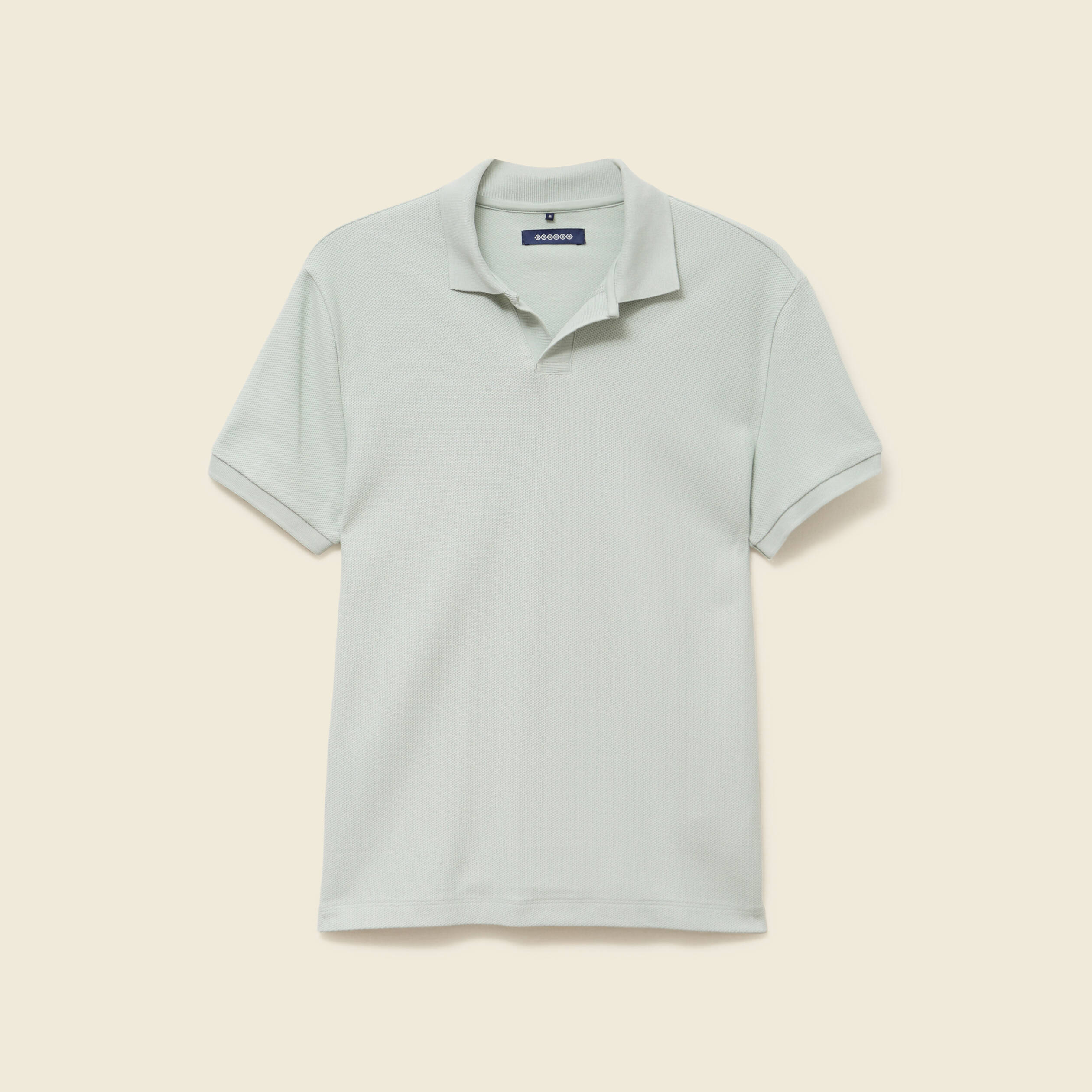 Polo cintr&eacute; manches courtes en coton vert clair homme