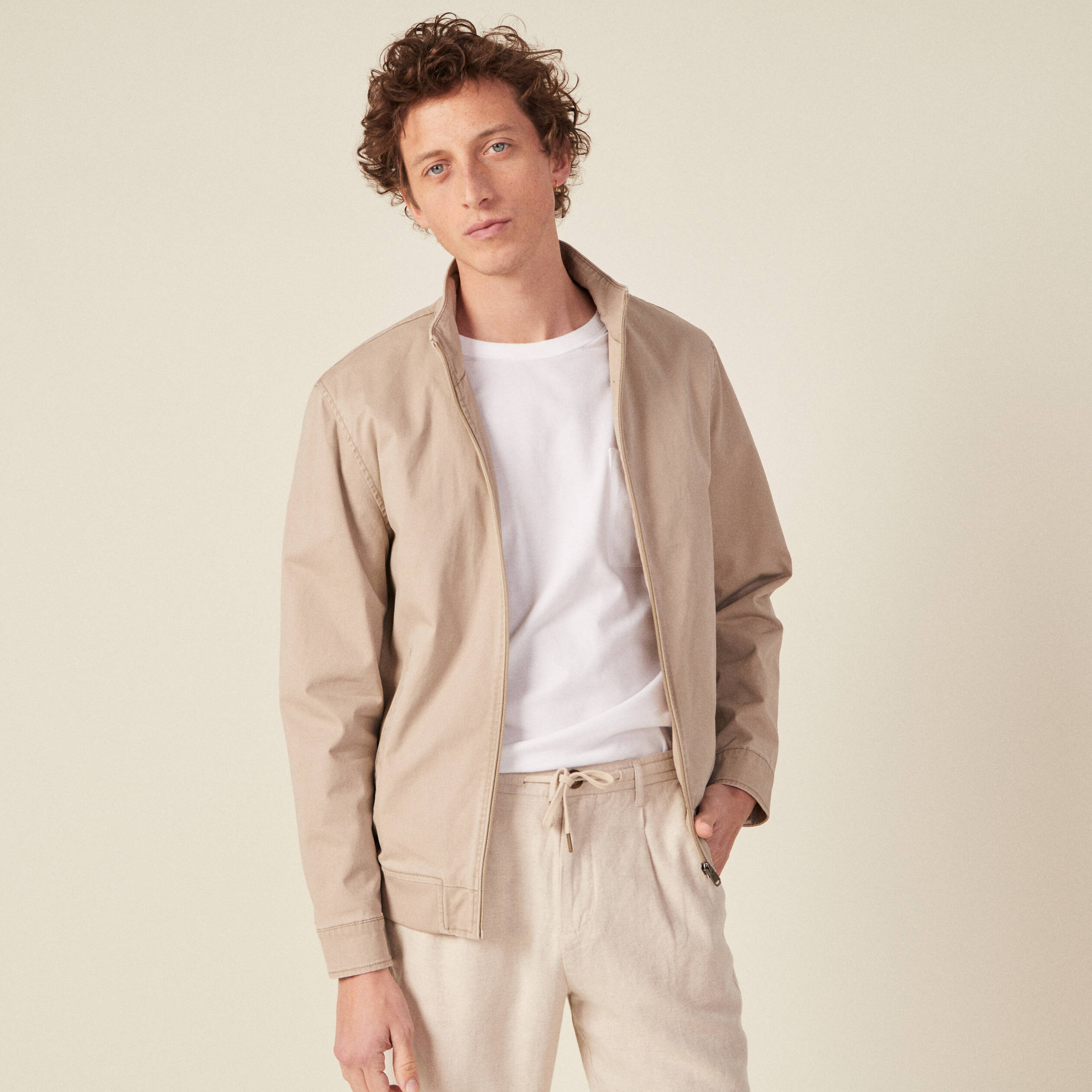 Blouson droit zipp&eacute; sable homme