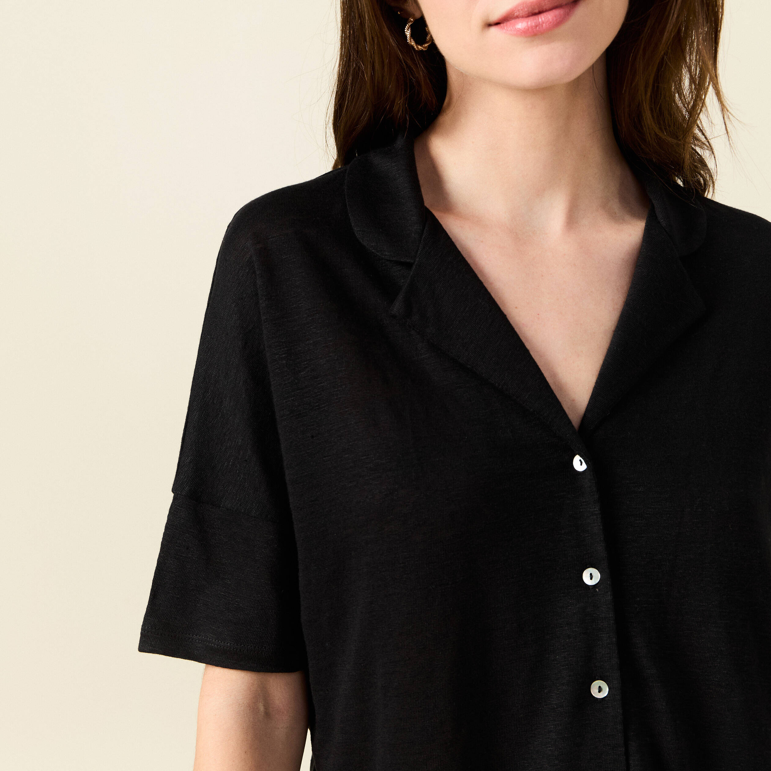 chemise femme couleur pure à manches courtes - France