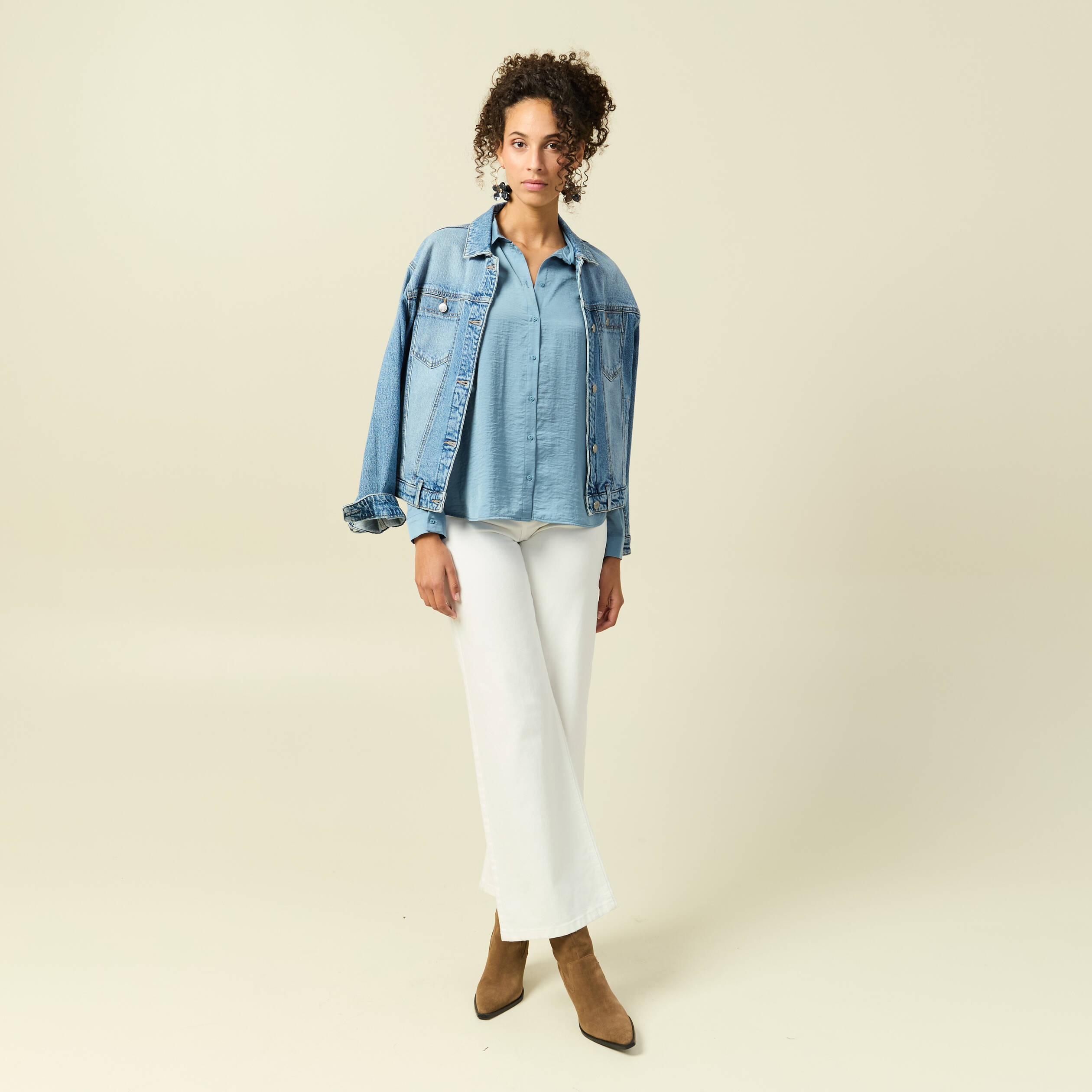 Chemise manches longues gris femme
