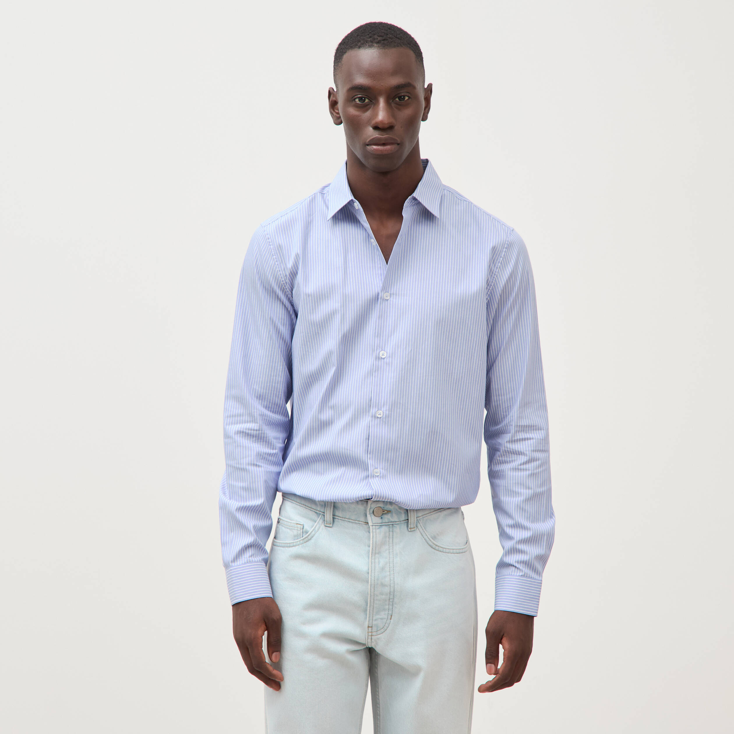 Chemise manches longues bleu gris homme