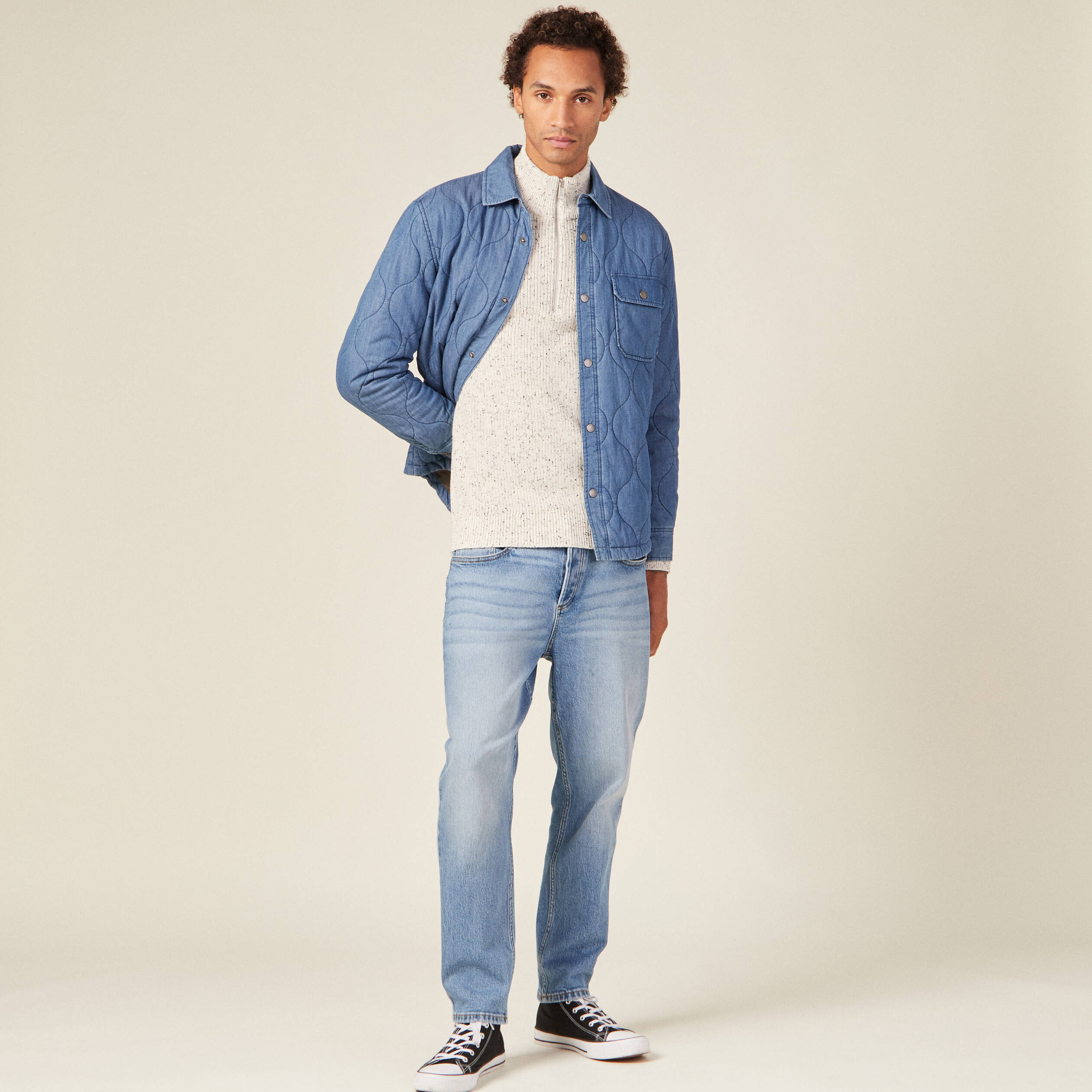 Pull manches longues ecru homme