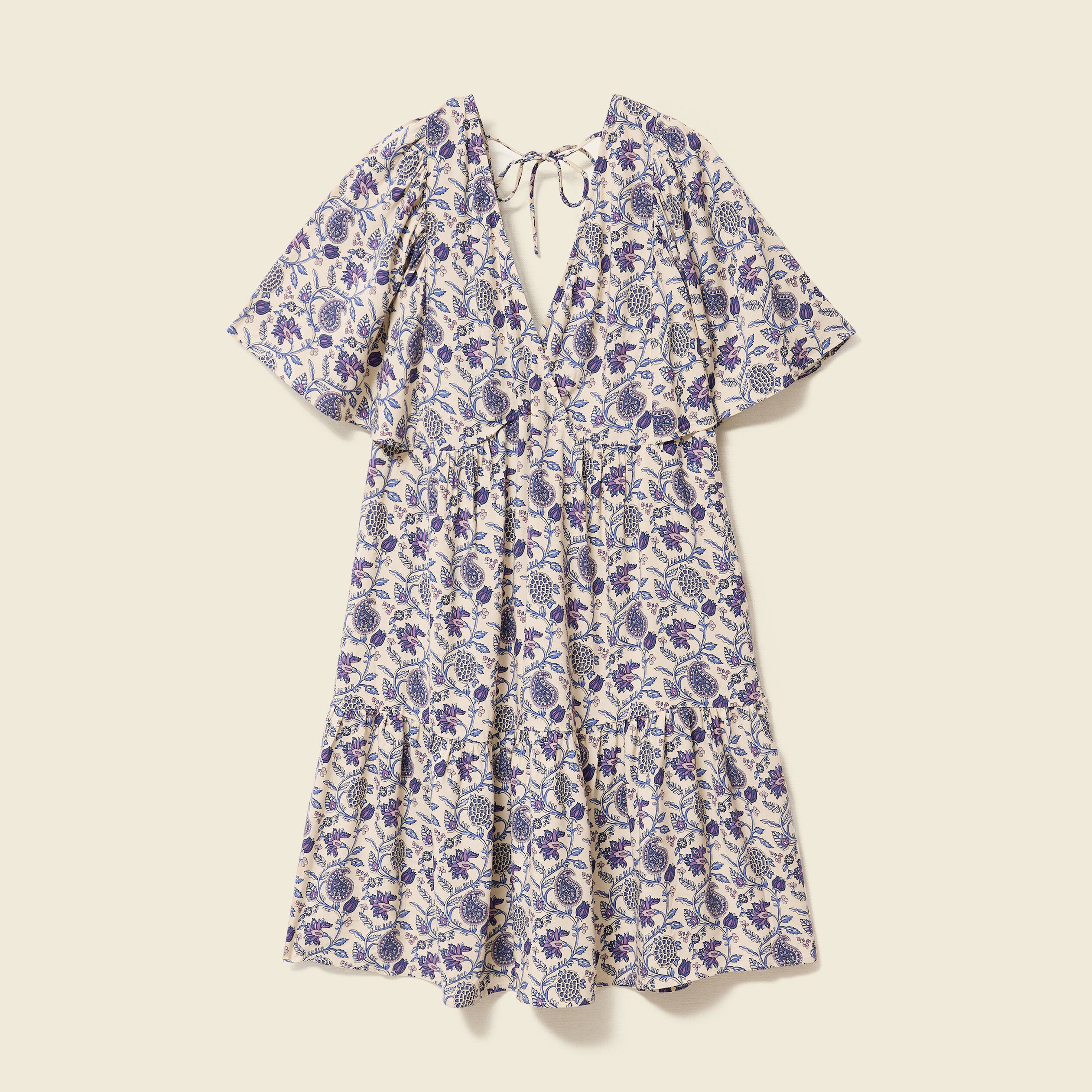 robe col v manches courtes bleu femme Robe col V manches courtes bleu femme