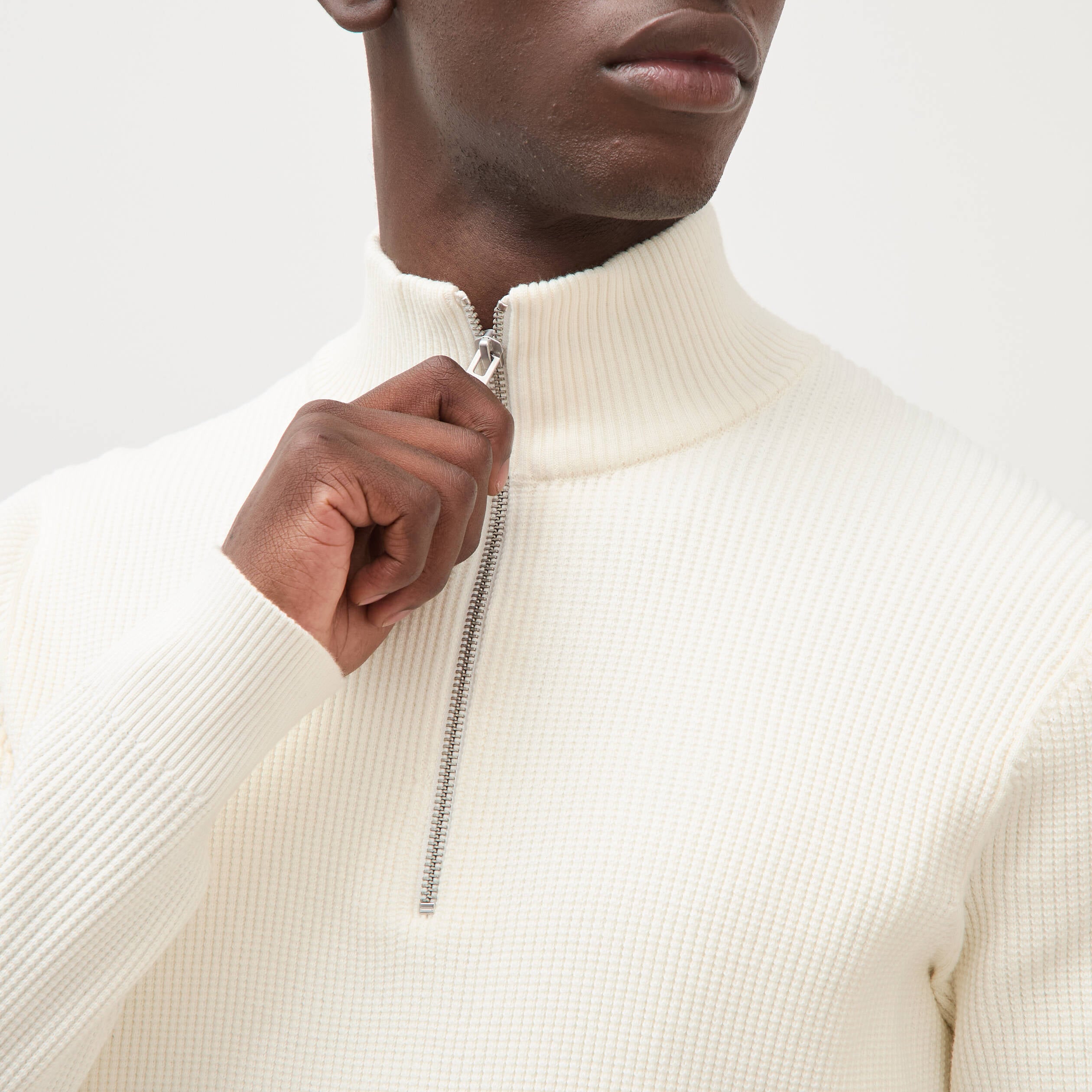 Pull col camionneur ecru homme