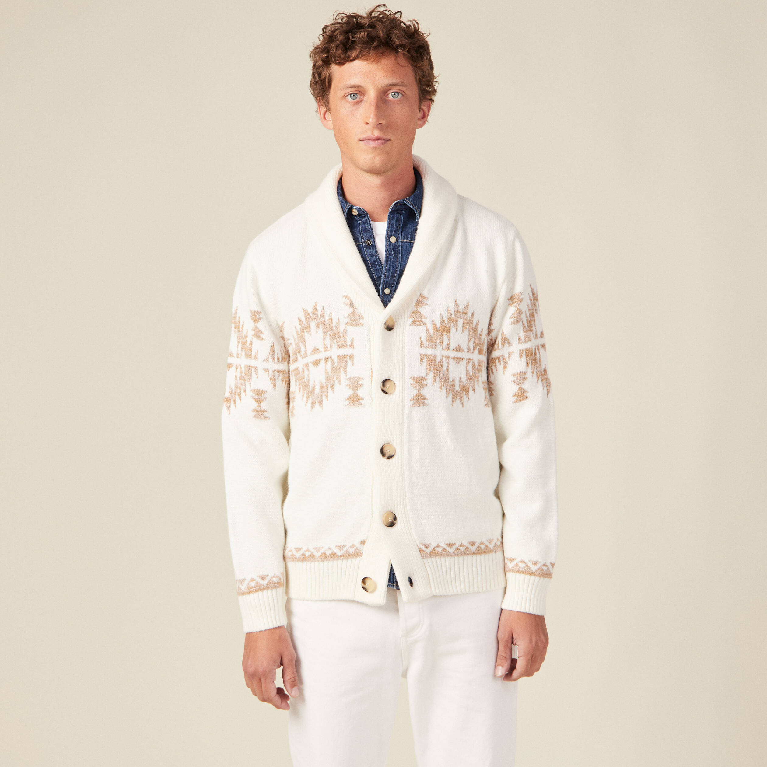 Gilet manches longues ecru homme