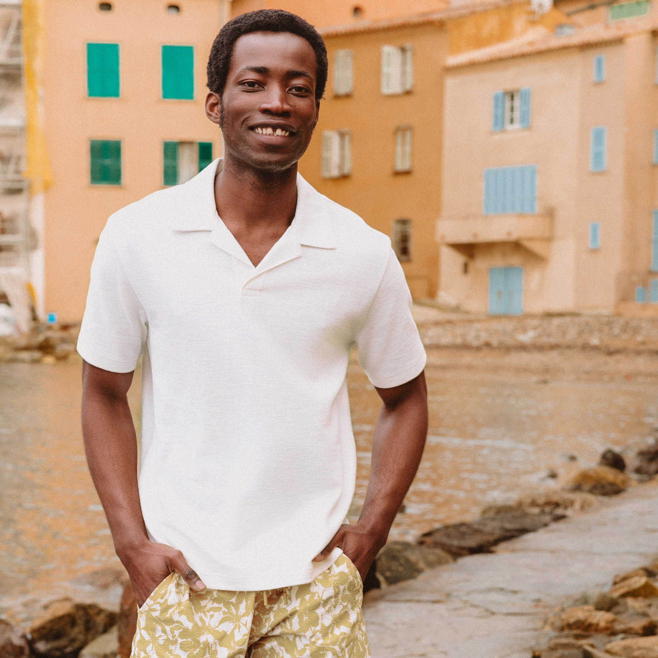 Polo manches courtes ecru homme