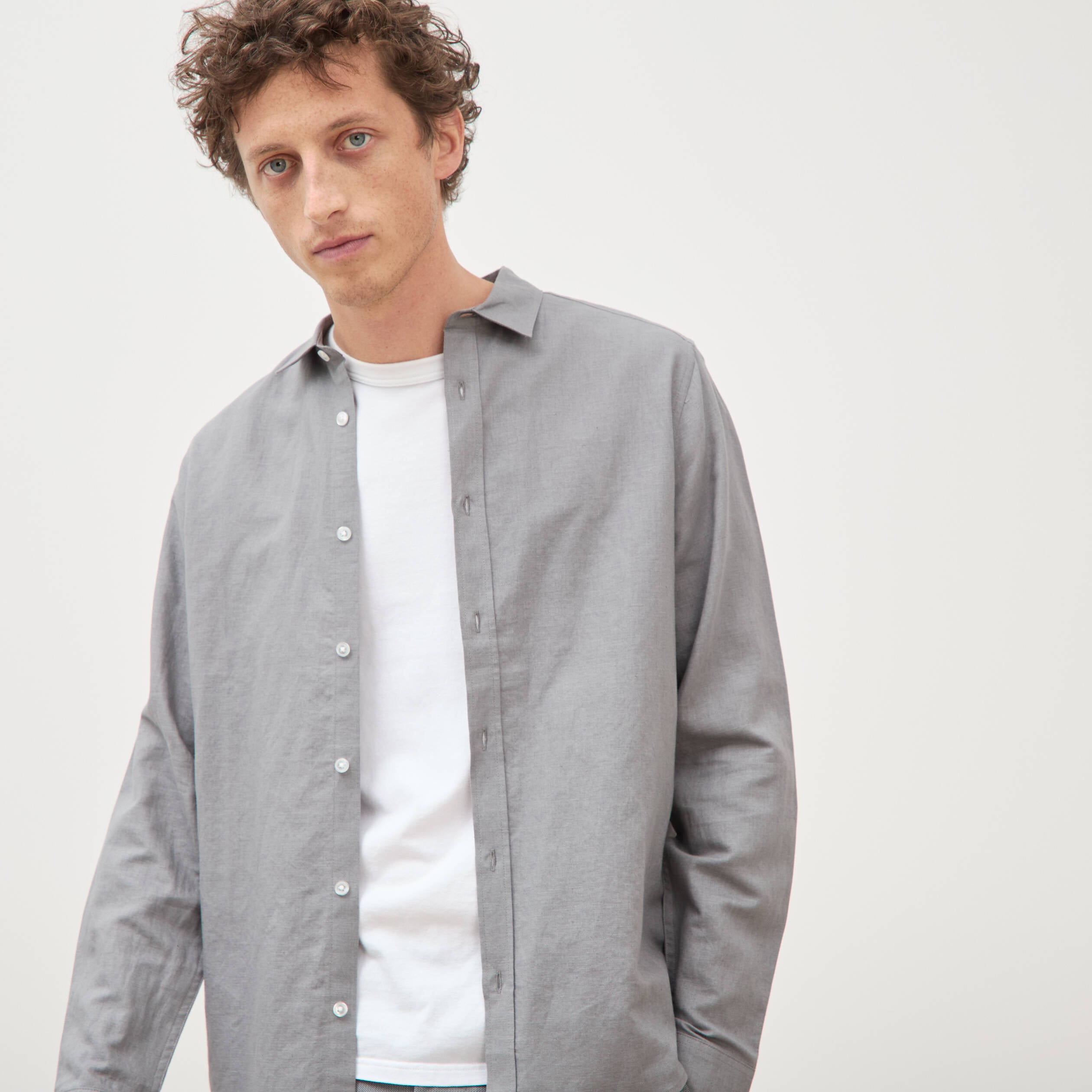 Chemise manches longues gris homme