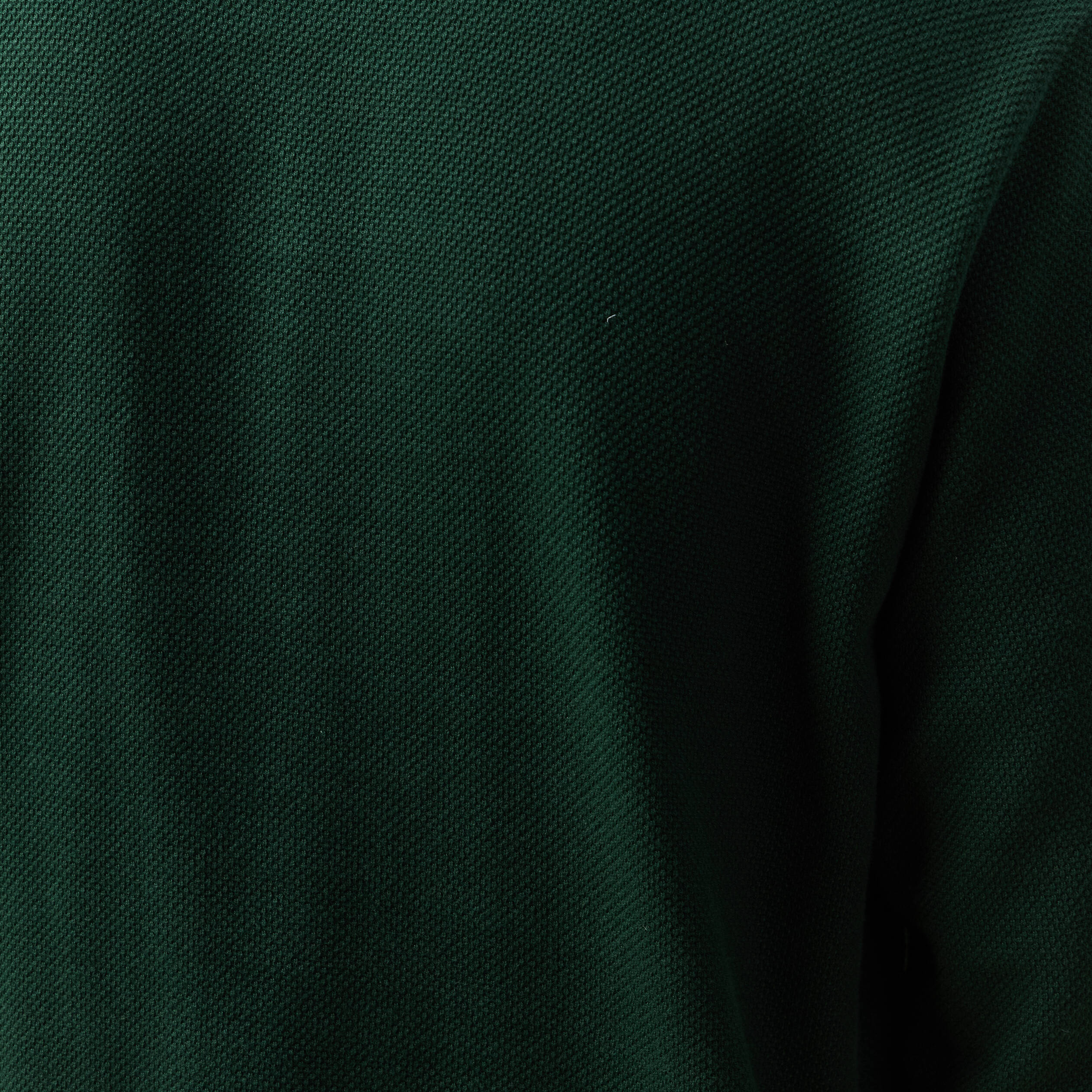 Polo manches longues en coton vert fonc&eacute; homme
