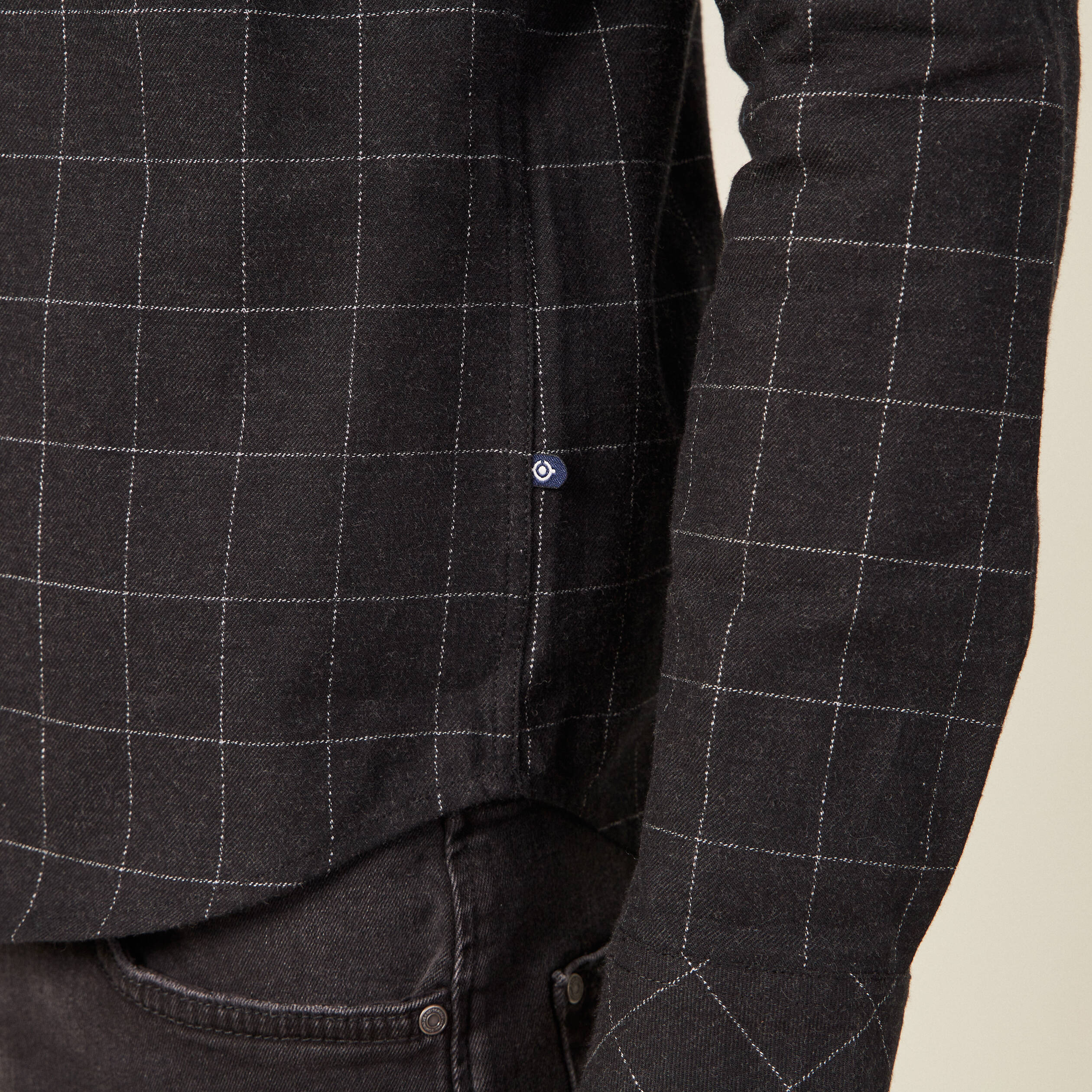 Chemise manches longues gris fonc&eacute; homme