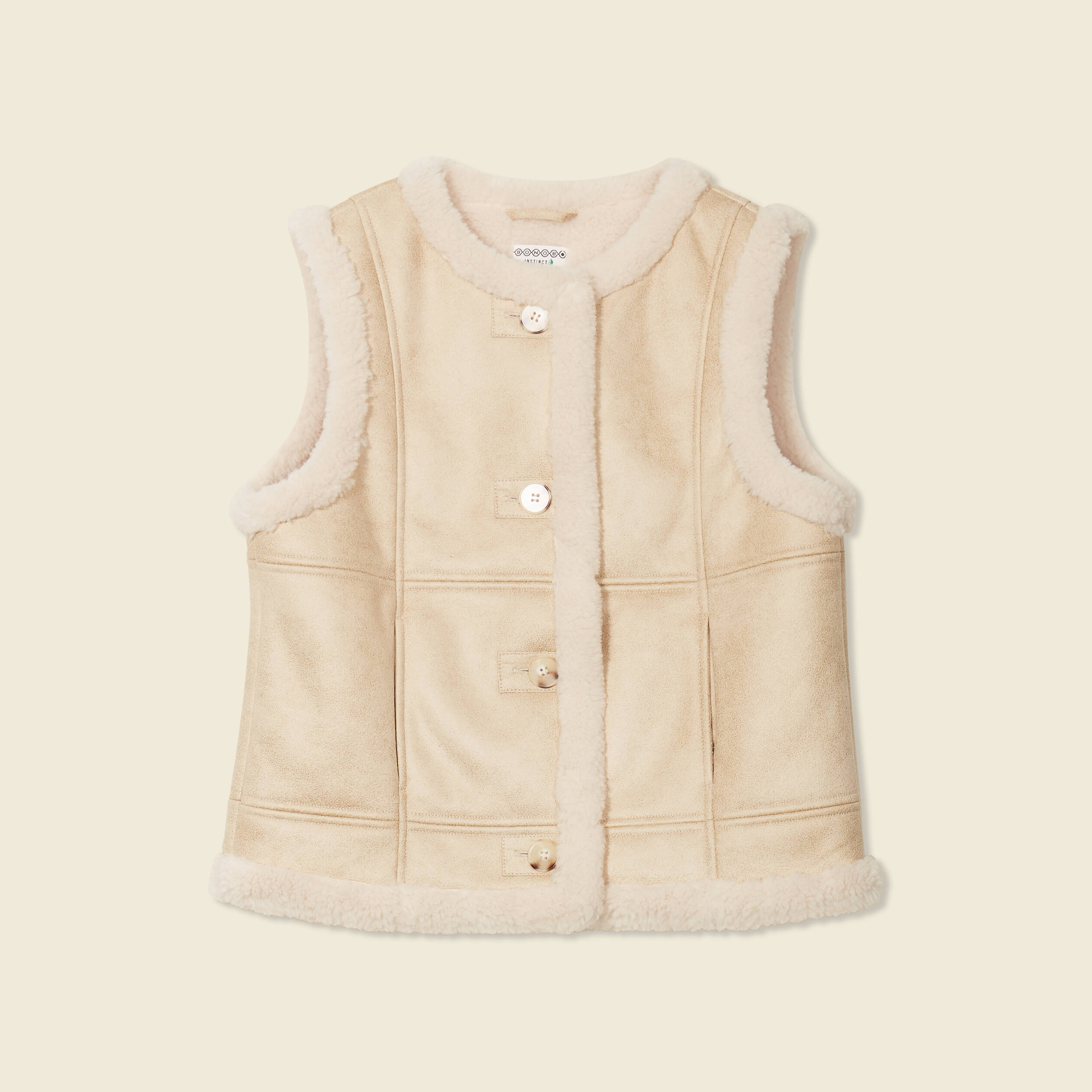 Veste su&eacute;dine sans manches creme femme