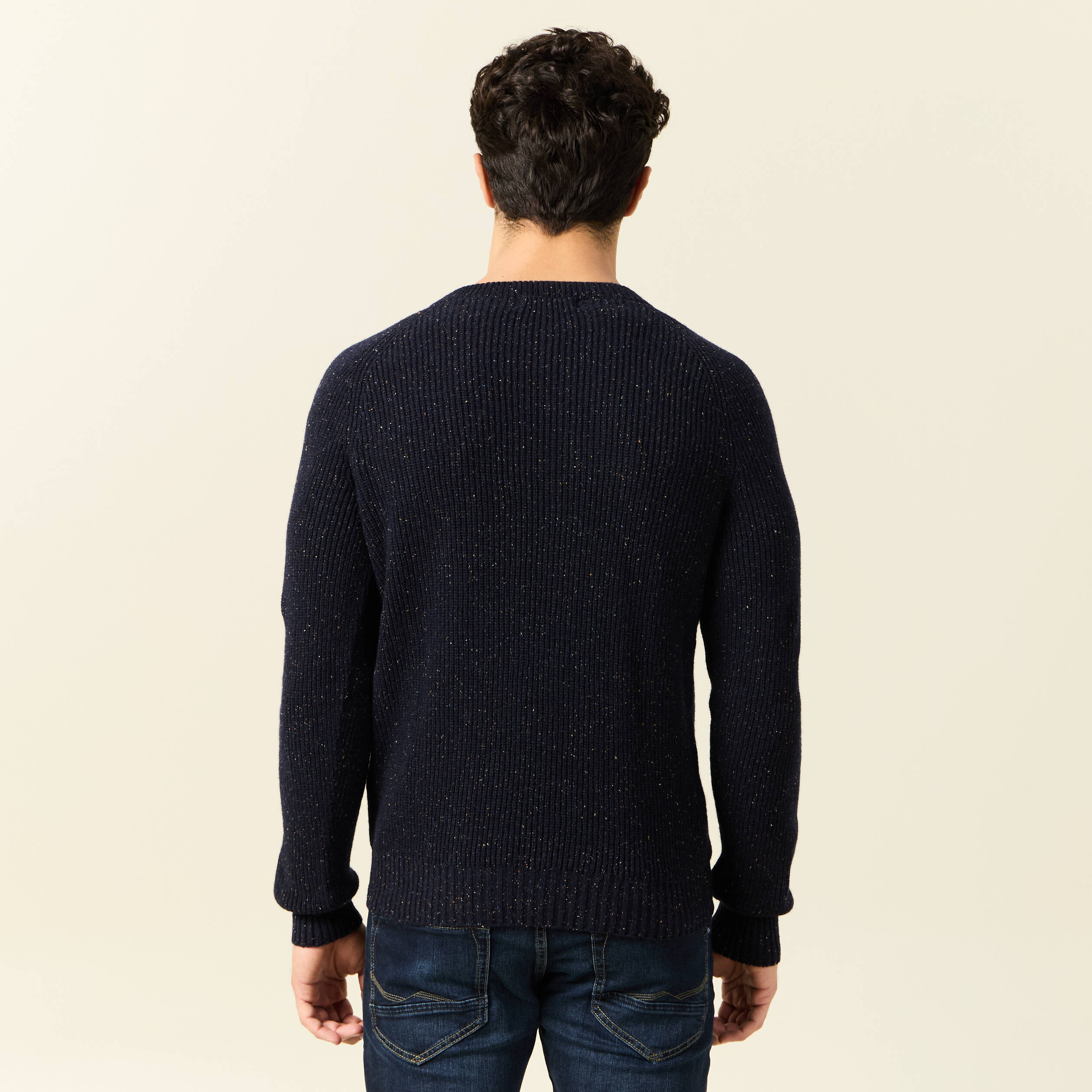 Pull manches longues fabriqu&eacute; en France bleu marine homme