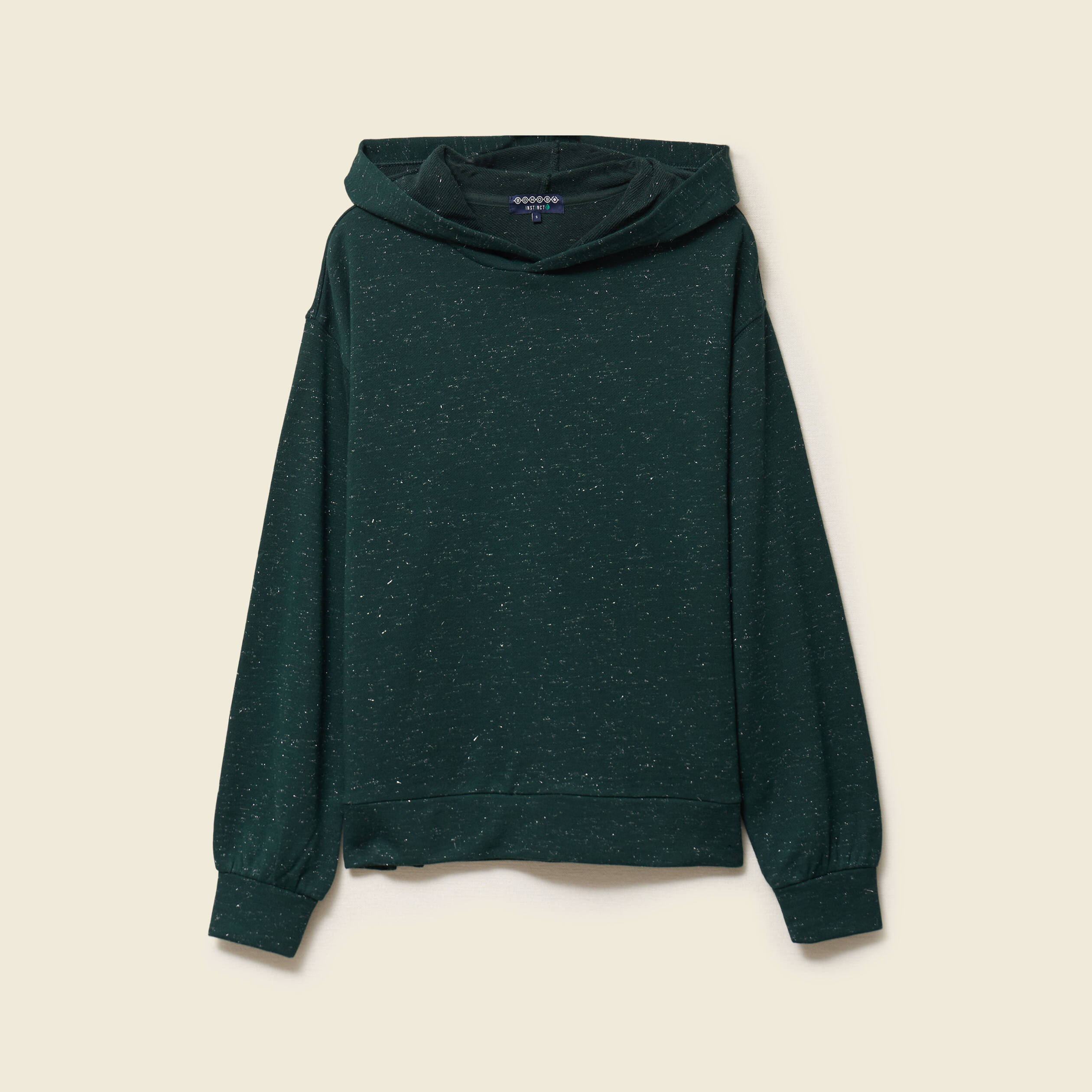 Sweat &agrave; capuche manches longues vert fonc&eacute; femme