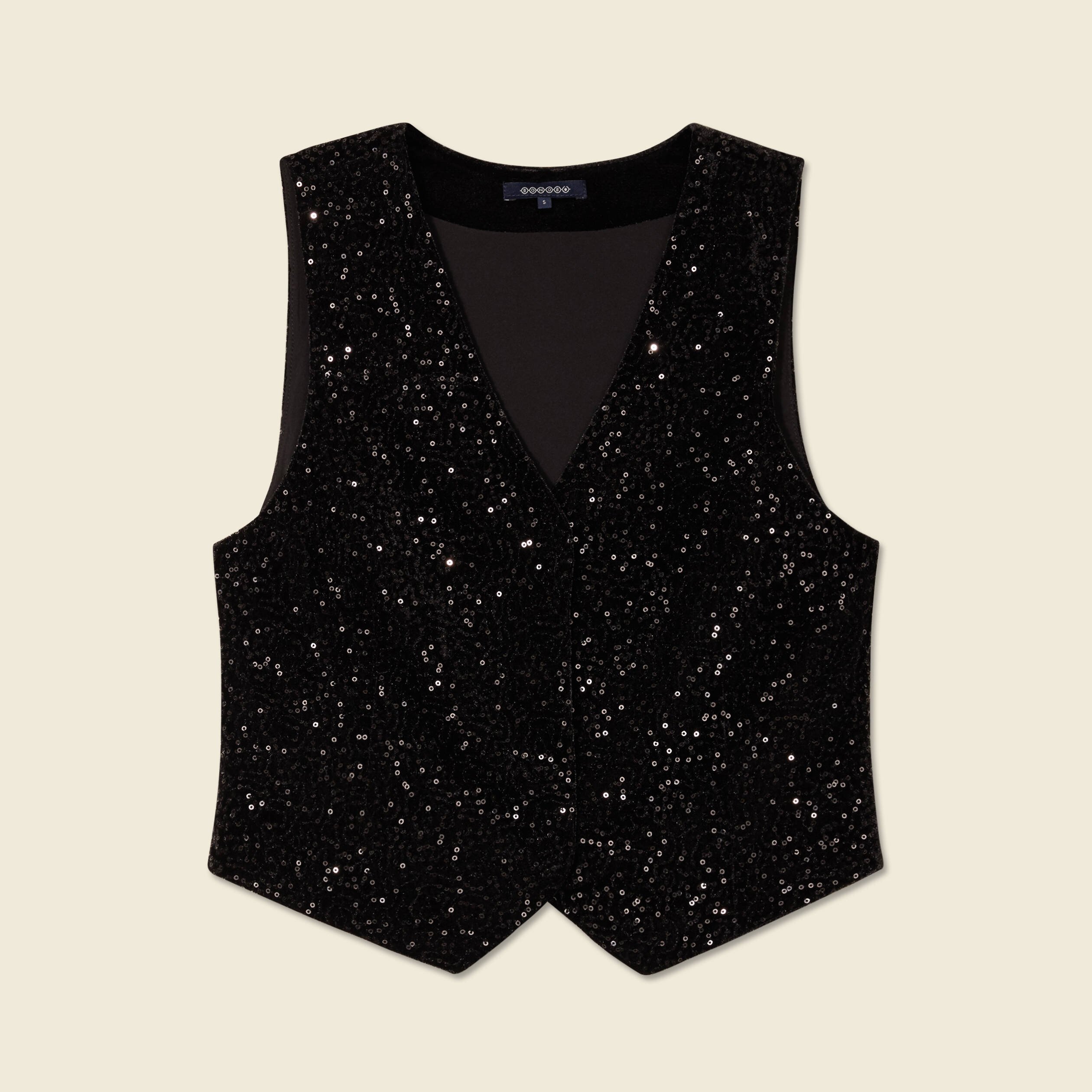 Débardeur sans manches sequins noir femme