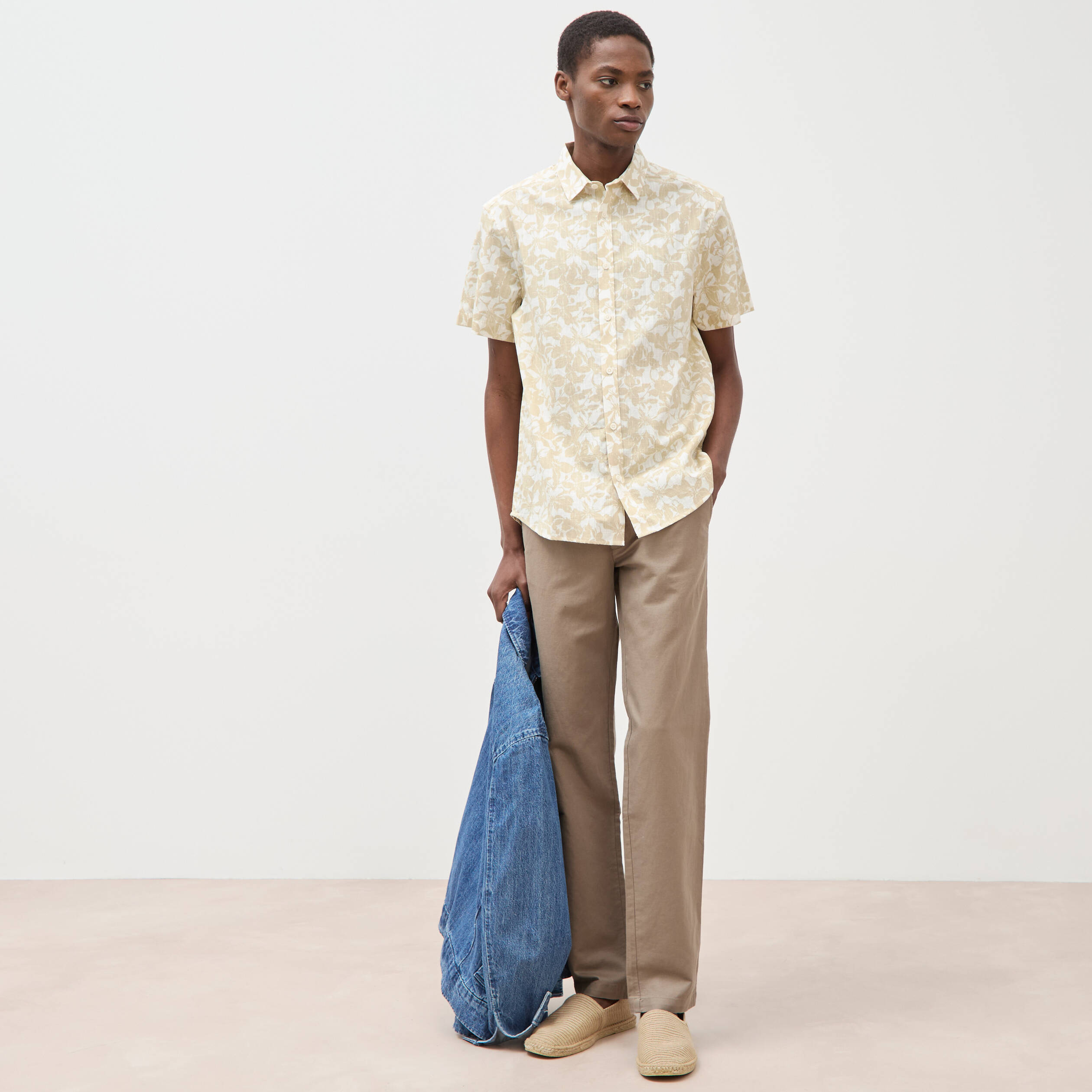Chemise manches courtes beige homme