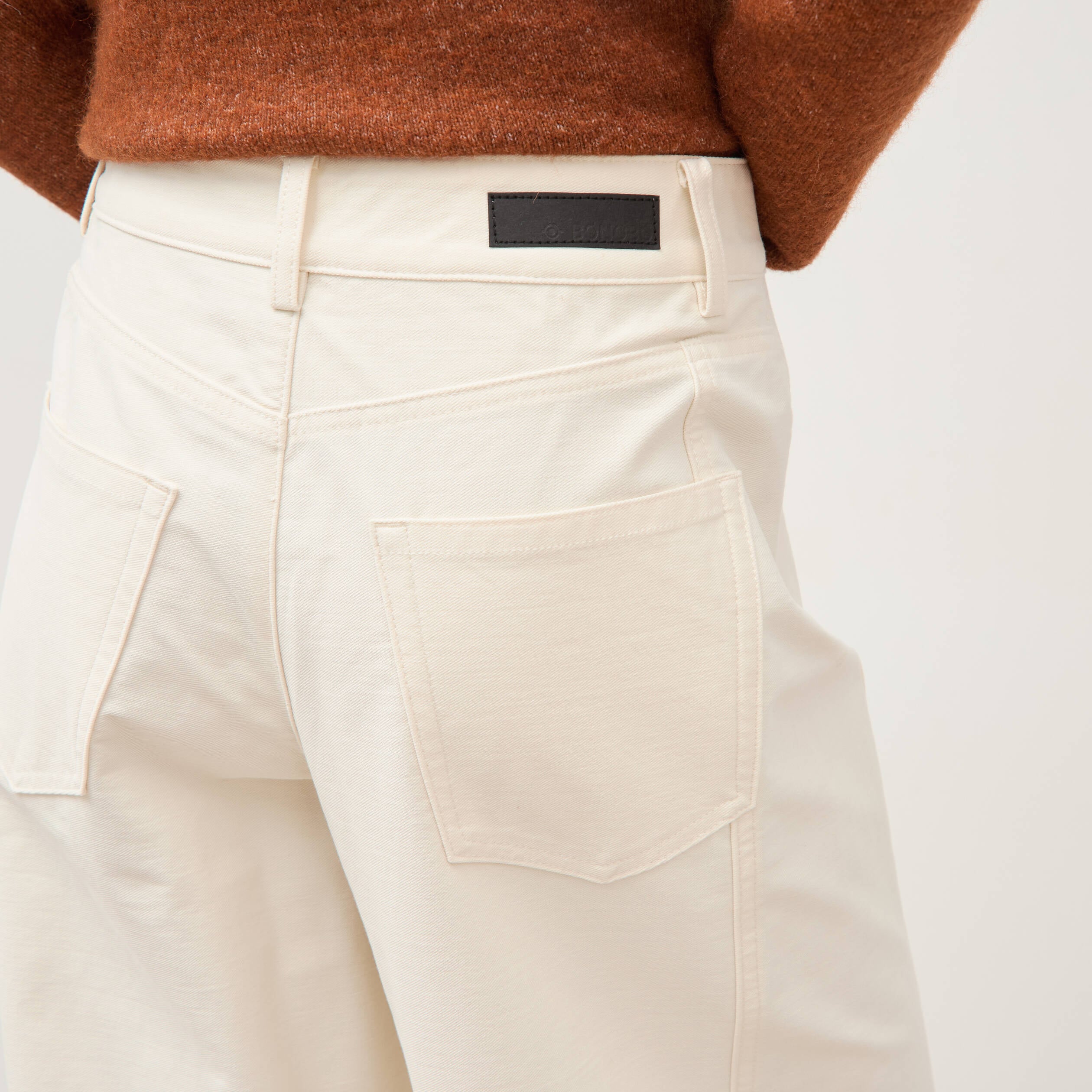 Pantalon coupe regular ecru femme