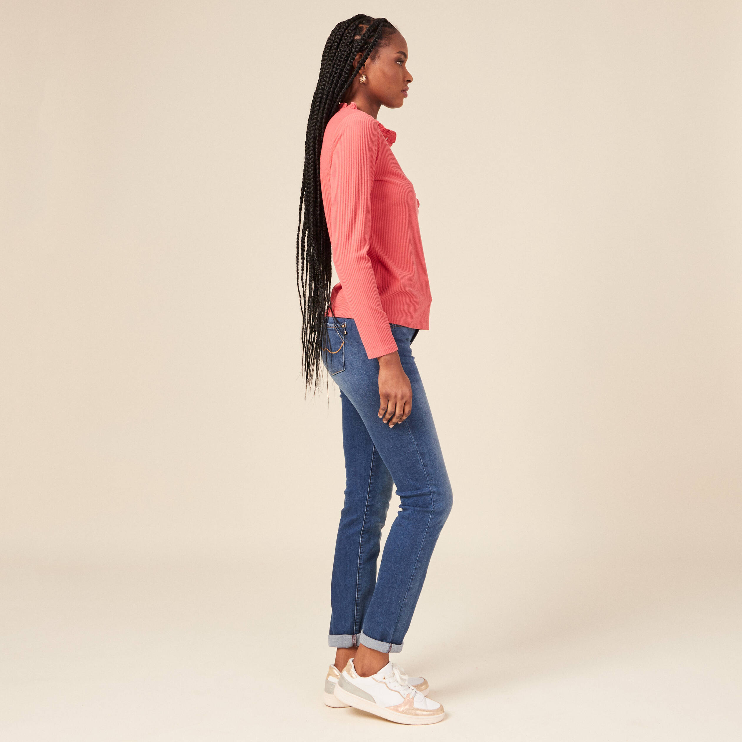 T-shirt manches longues terracotta femme
