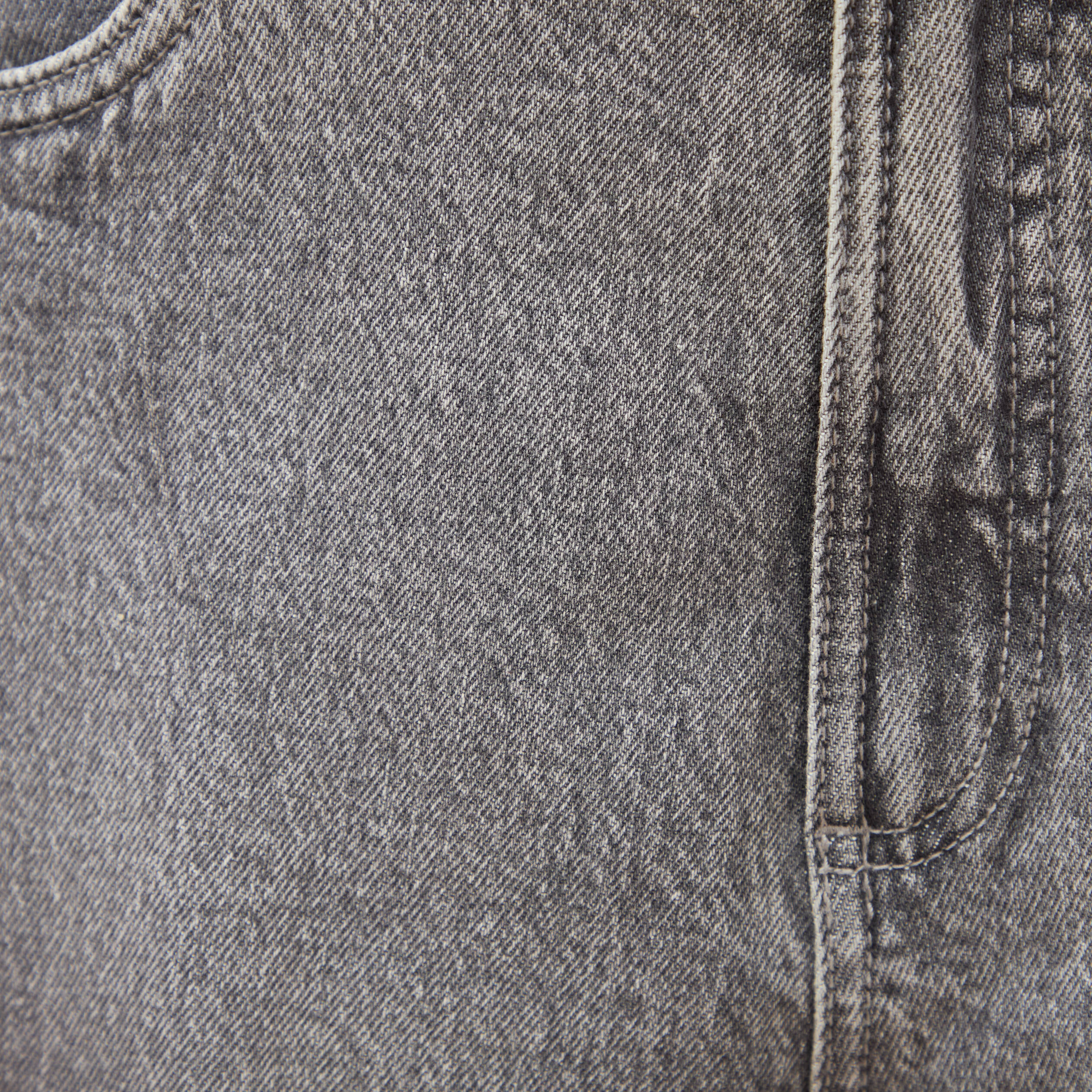 Bermuda jeans large taille haute denim snow gris femme