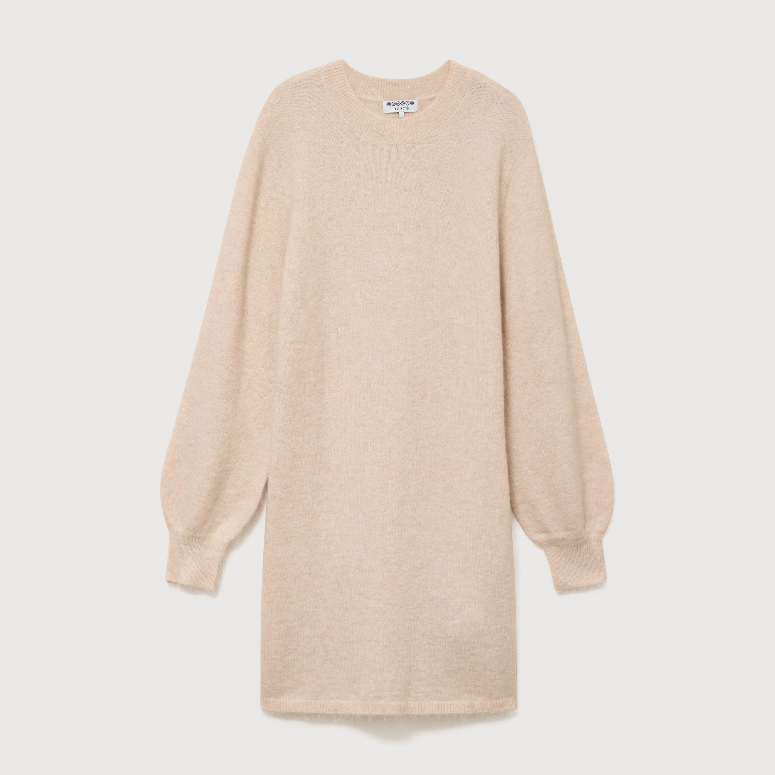 Robe droite courte manches longues creme femme