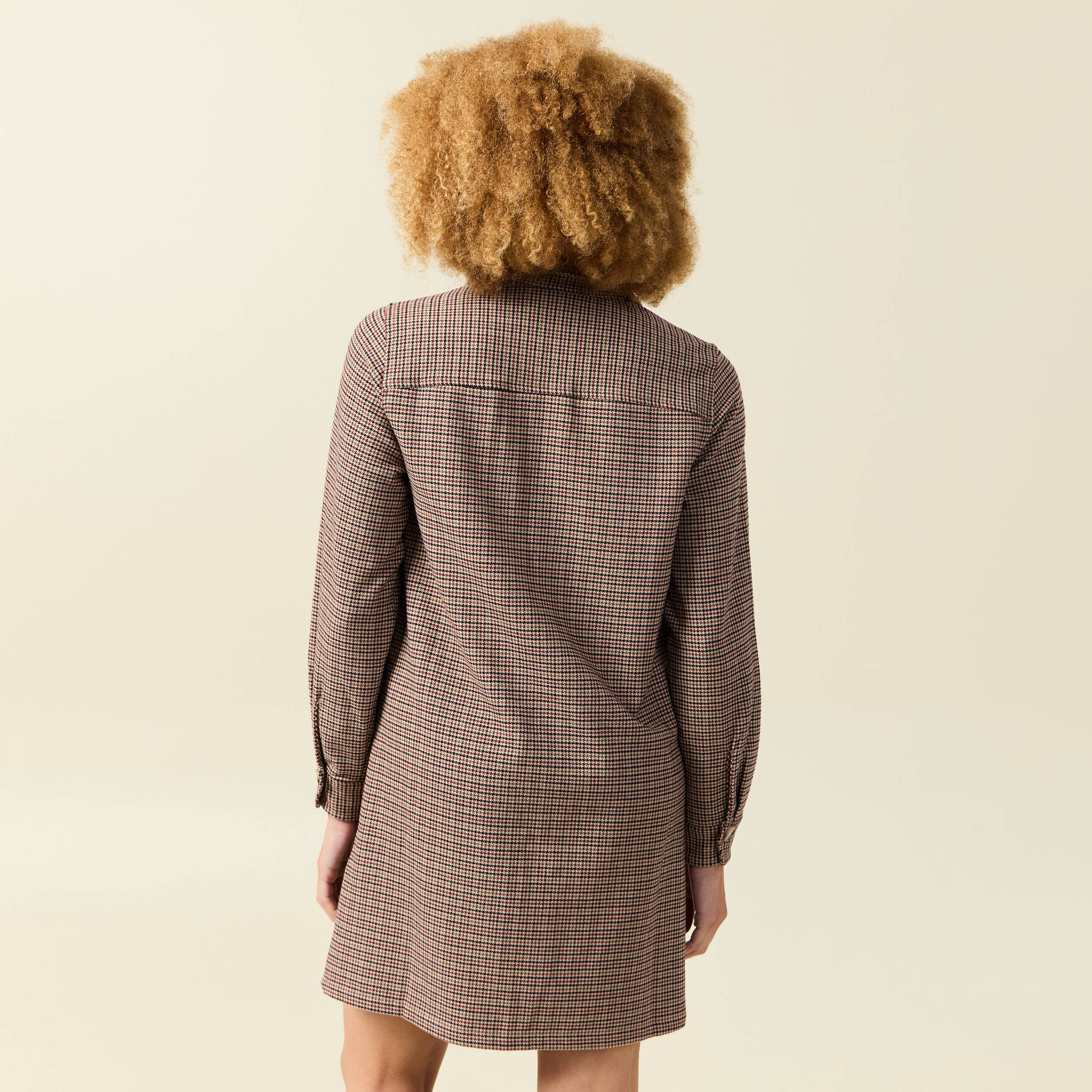 Robe manches longues beige femme