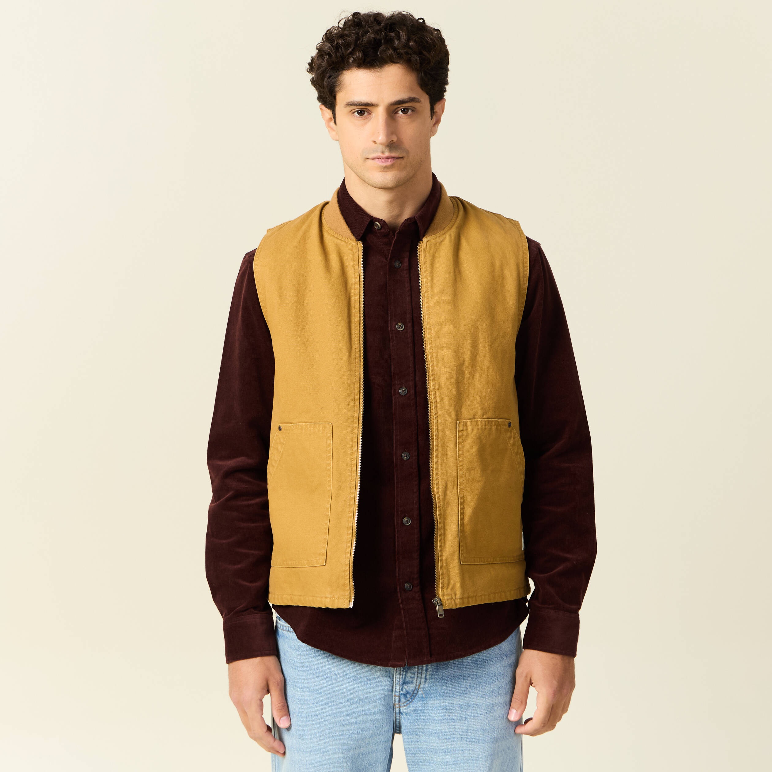 blouson sans manches col teddy camel homme Blouson sans manches col teddy camel homme