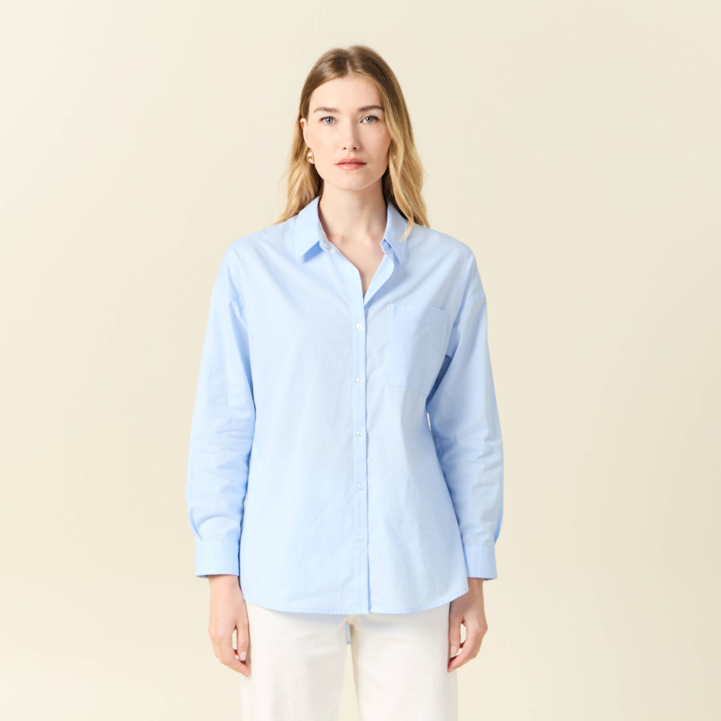 chemise manches longues bleu ciel femme Chemise manches longues bleu ciel femme