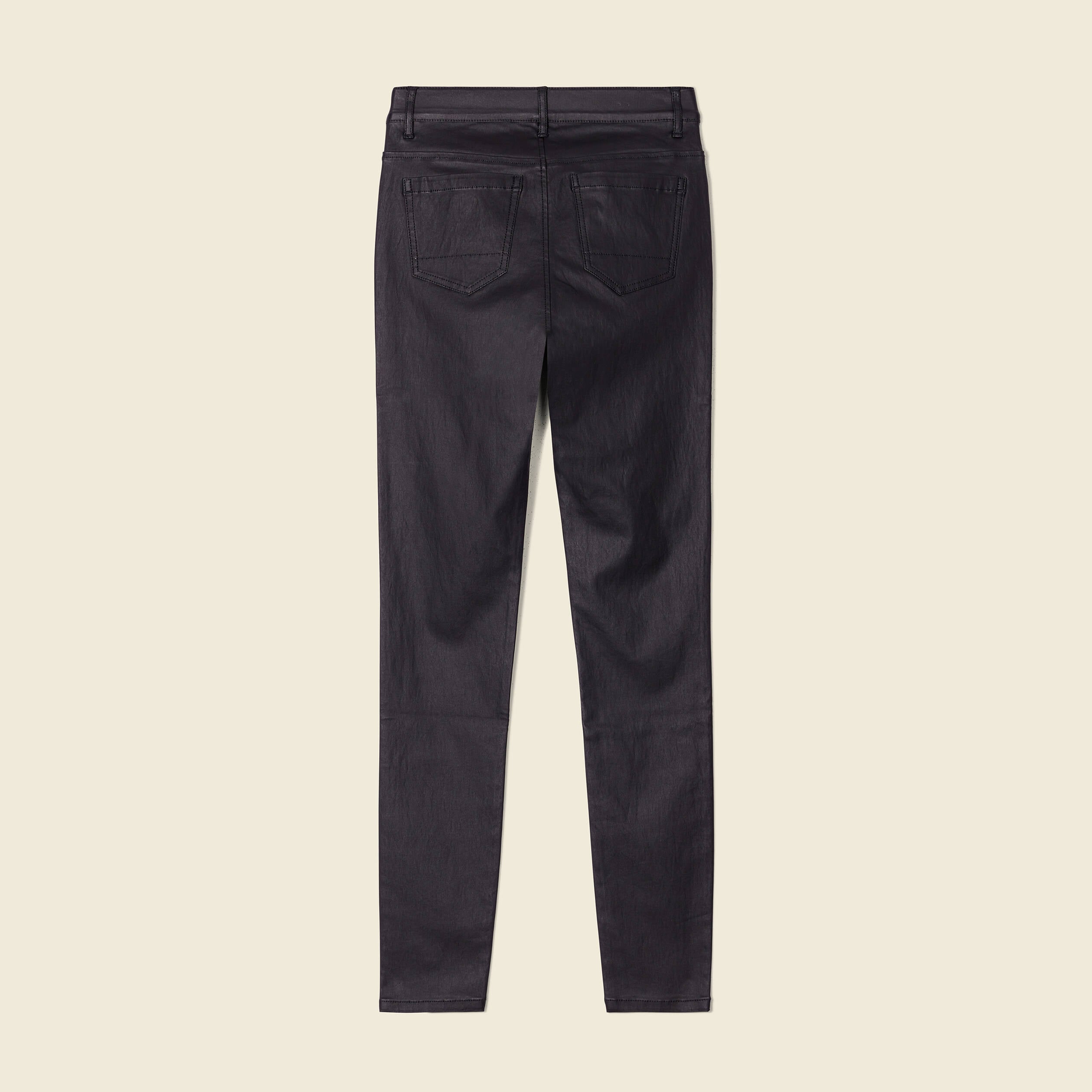 Tregging skinny denim noir enduit femme