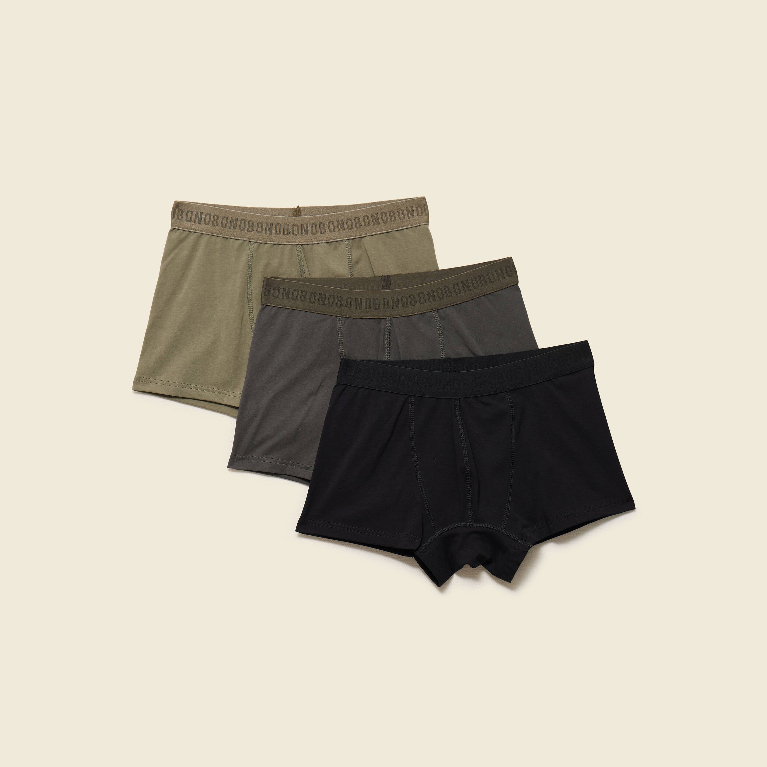 Lot de 3 boxers vert kaki homme