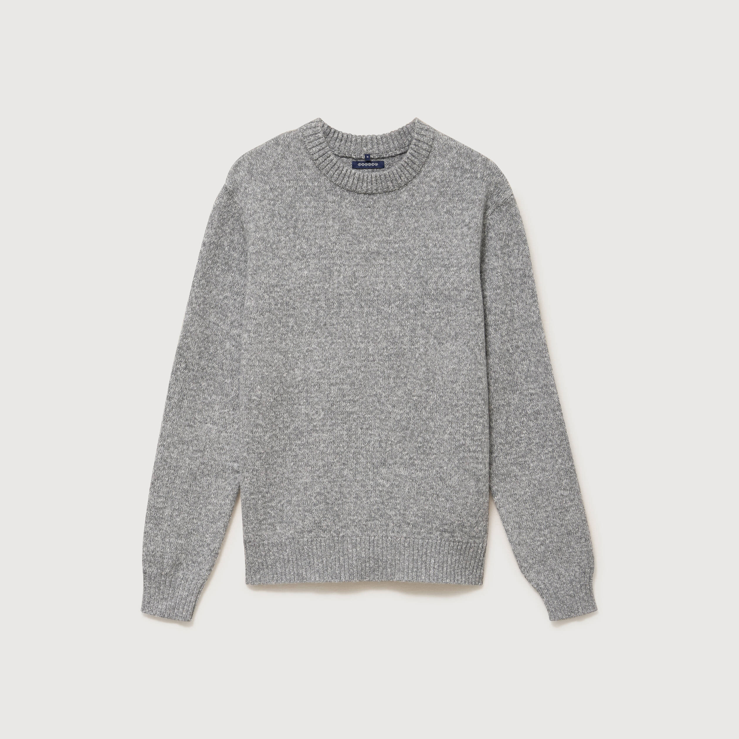 Pull droit tweed manches longues gris homme