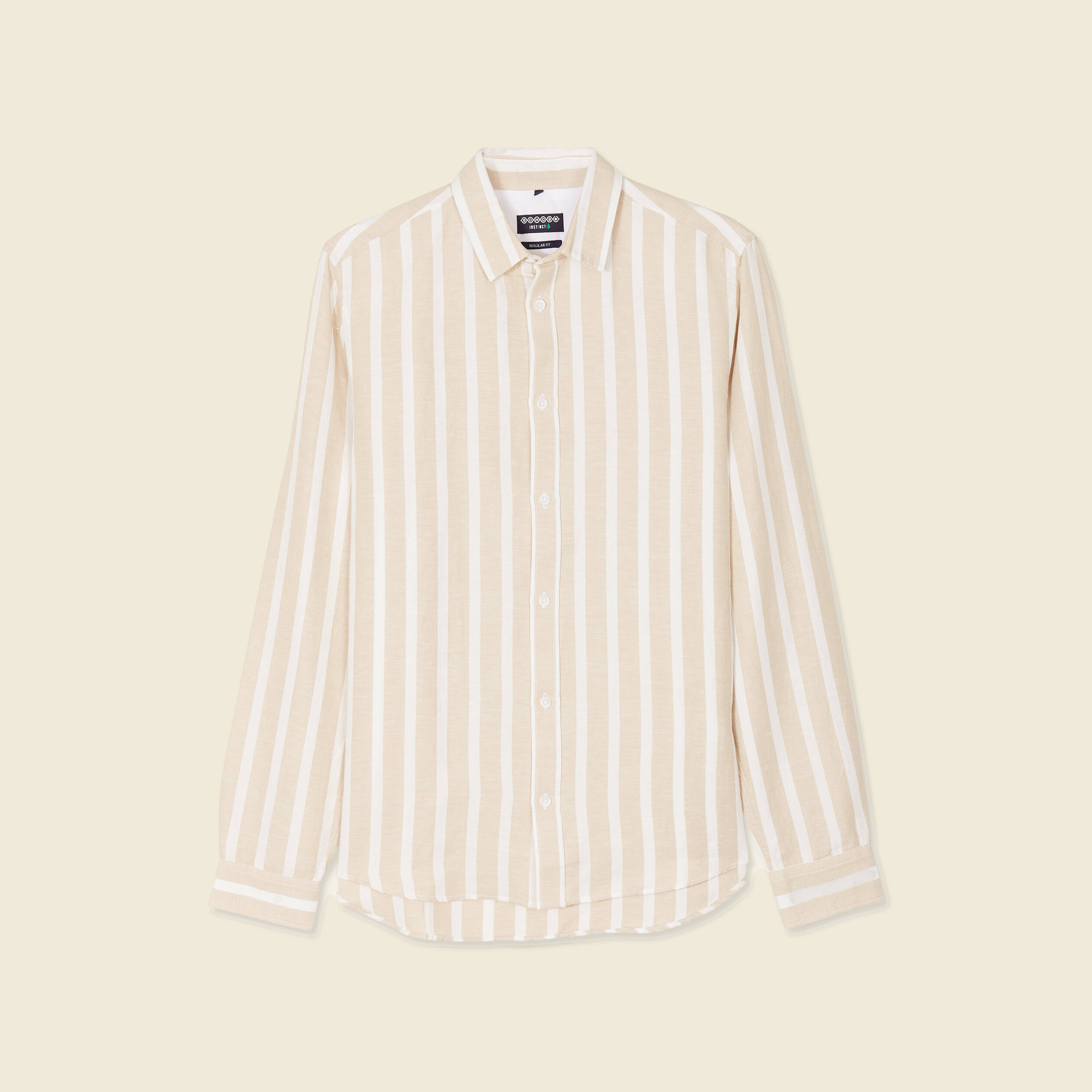 Col ray&eacute; manches longues col classique sable homme