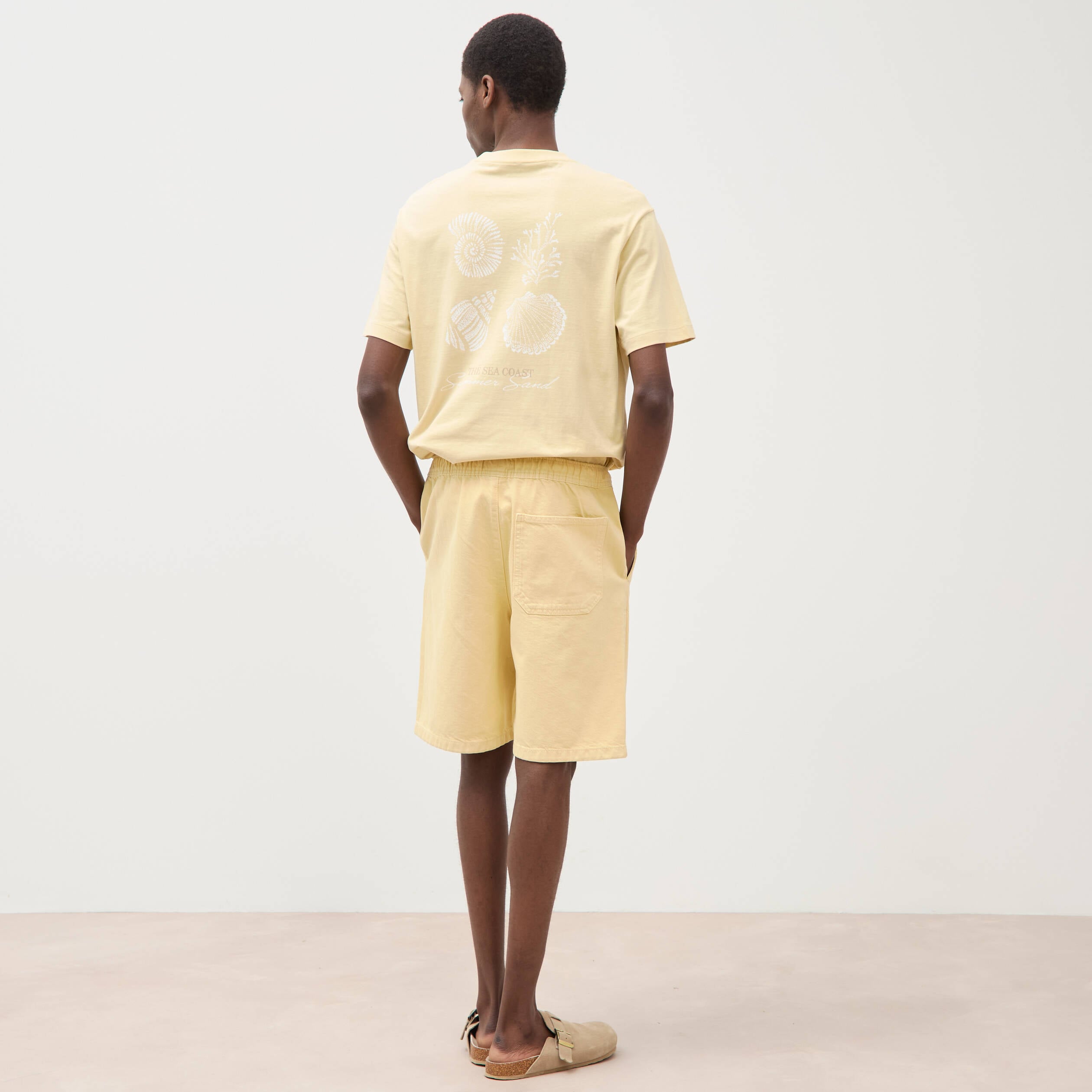 Bermuda en coton jaune clair homme